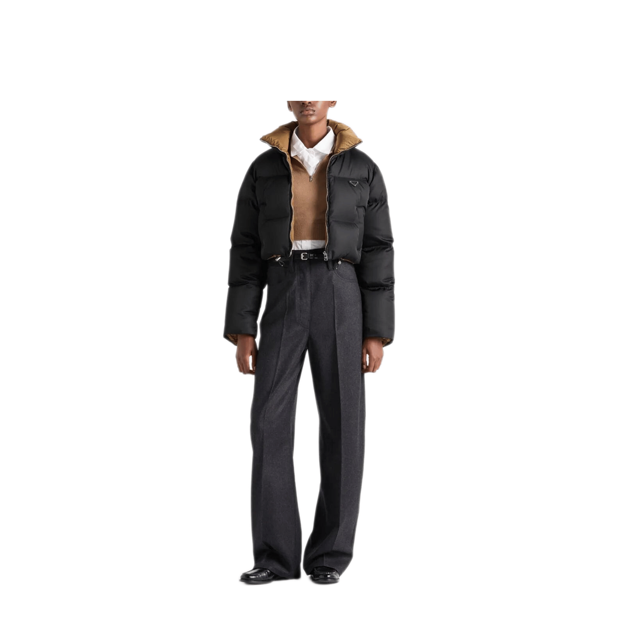 Prada Cropped Fit Stand - Up Collar Down Jacket