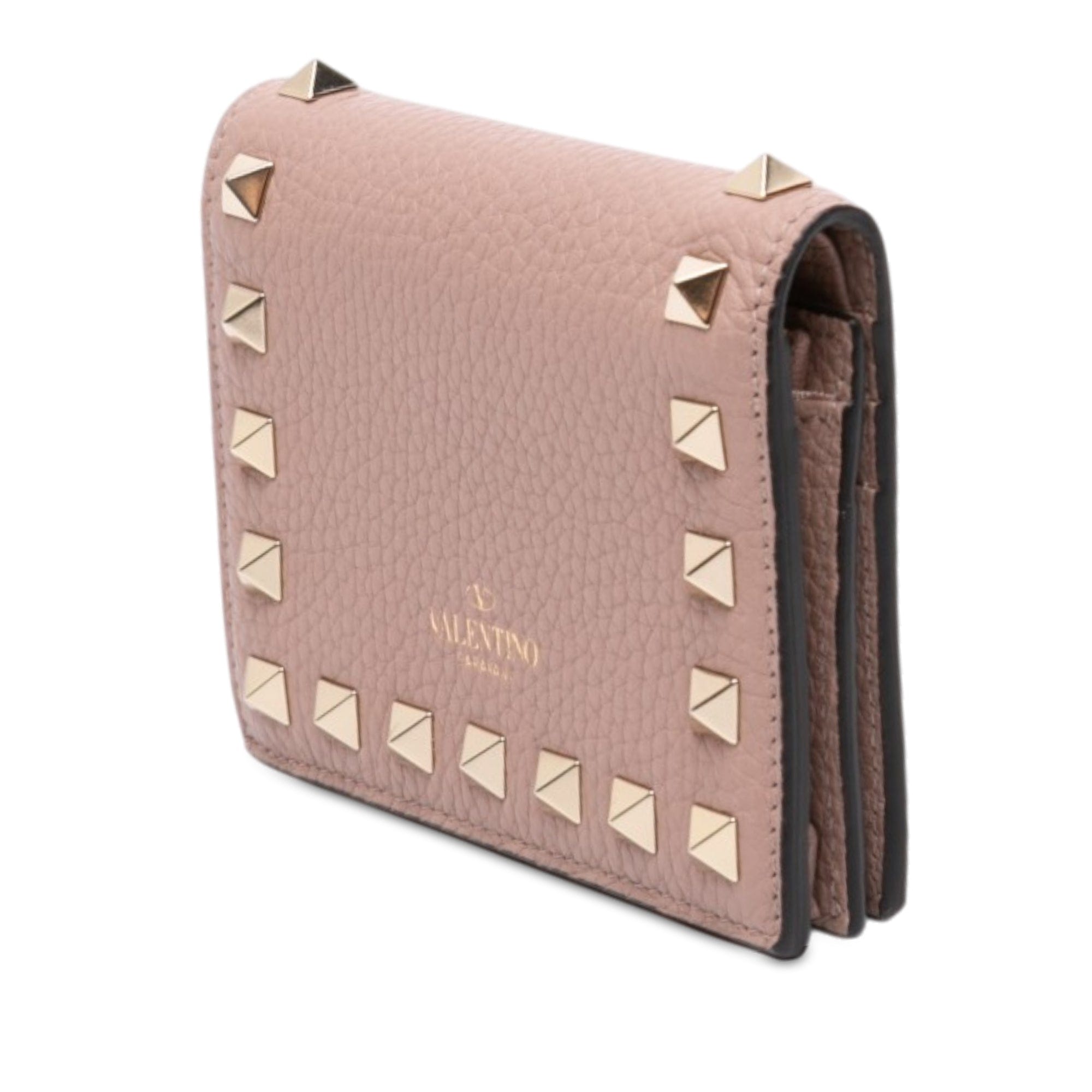 Valentino Leather Rockstud Compact Wallet