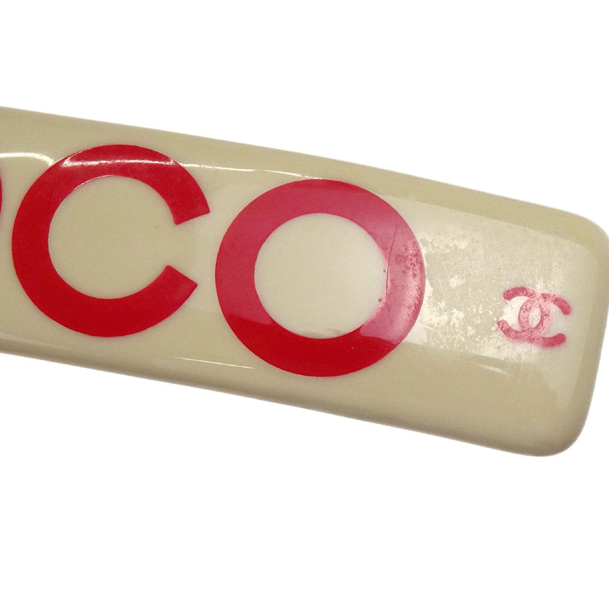Chanel COCO Barrette Hair Accessories Beige Acrylic 01P