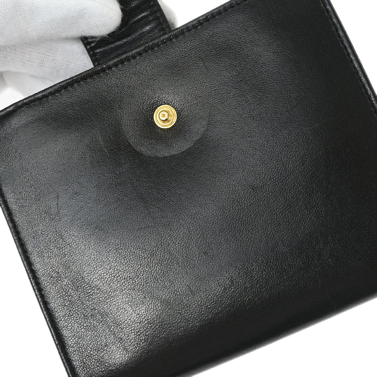 Chanel 1994 - 1996 Trifold Wallet Black Lambskin