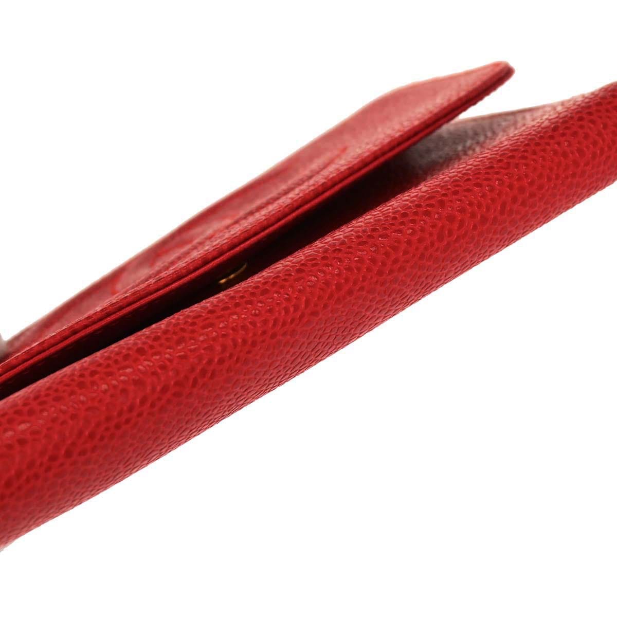 Chanel 1997 - 1999 Red Caviar Skin Trifold Wallet