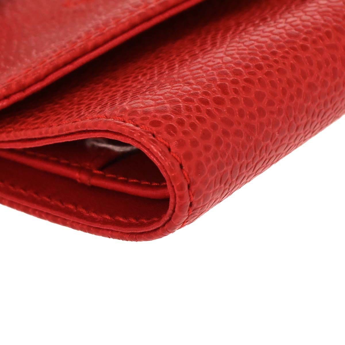 Chanel 1997 - 1999 Red Caviar Skin Trifold Wallet