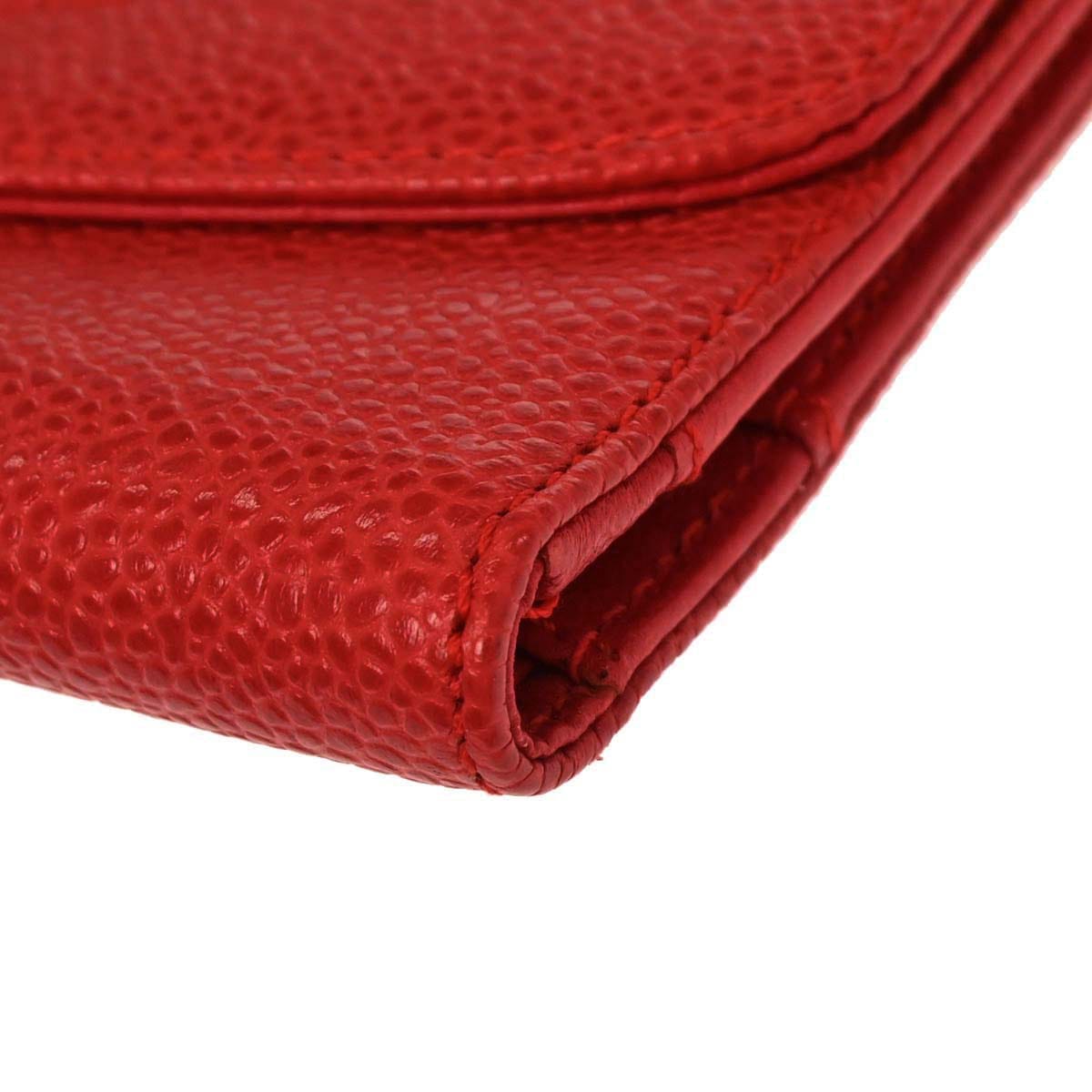 Chanel 1997 - 1999 Red Caviar Skin Trifold Wallet