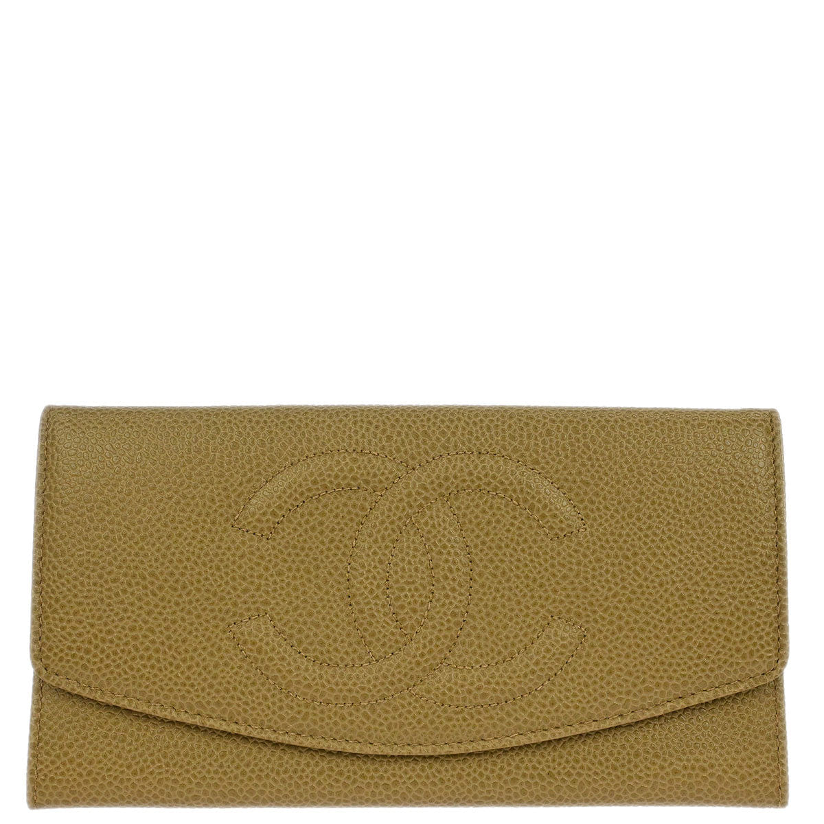 Chanel 1996 - 1997 Beige Caviar Skin Long Wallet