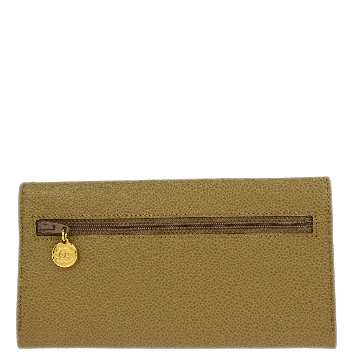 Chanel 1996 - 1997 Beige Caviar Skin Long Wallet