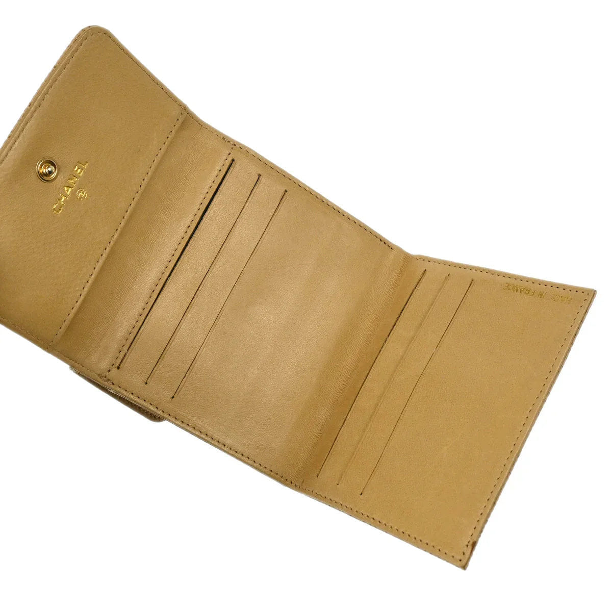 Chanel 2001 - 2003 Beige Caviar Bifold Wallet Purse