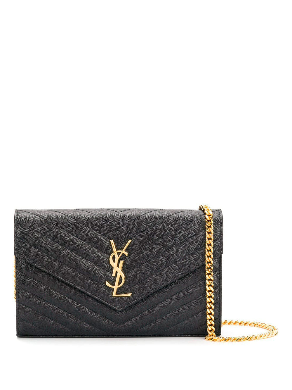 Saint Laurent Women Classic Cassandre Chain Wallet In Grain De Poudre Leather