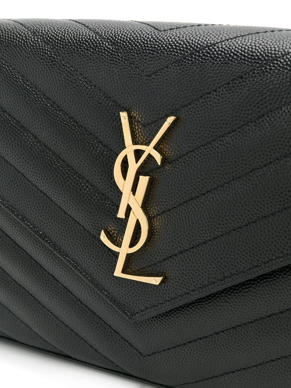 Saint Laurent Women Classic Cassandre Chain Wallet In Grain De Poudre Leather