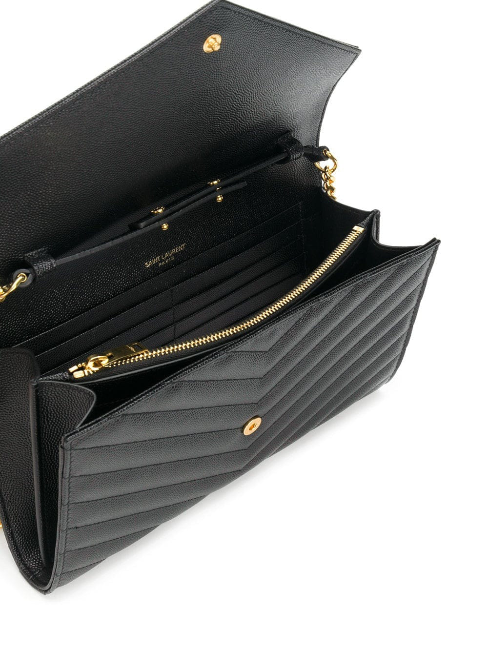 Saint Laurent Women Classic Cassandre Chain Wallet In Grain De Poudre Leather