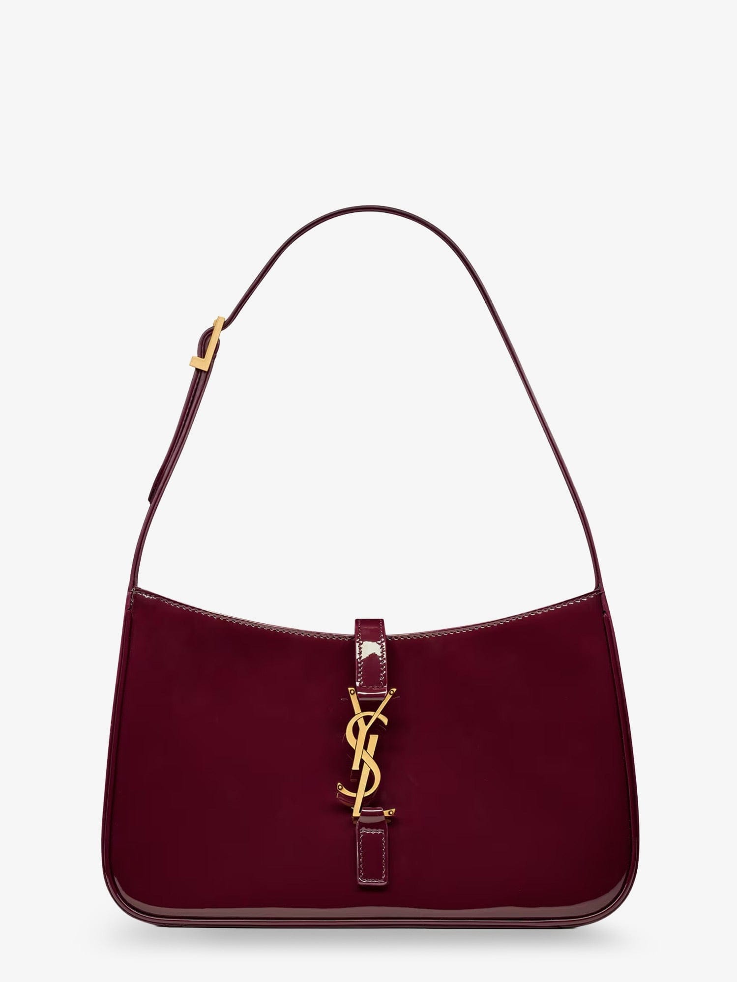 Saint Laurent Women Le 5 À 7 Bordeaux Patent Leather Shoulder Bag