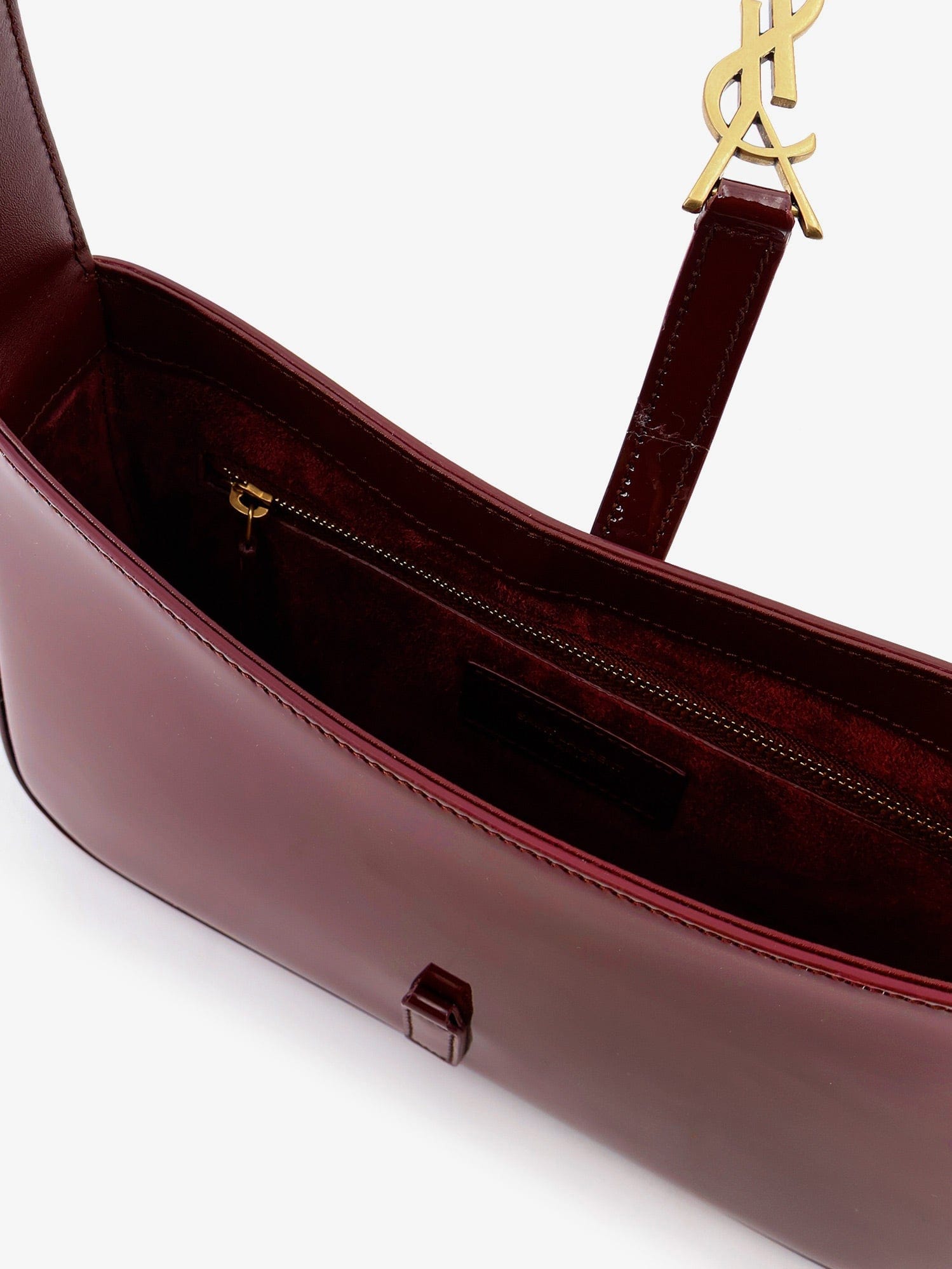 Saint Laurent Women Le 5 À 7 Bordeaux Patent Leather Shoulder Bag