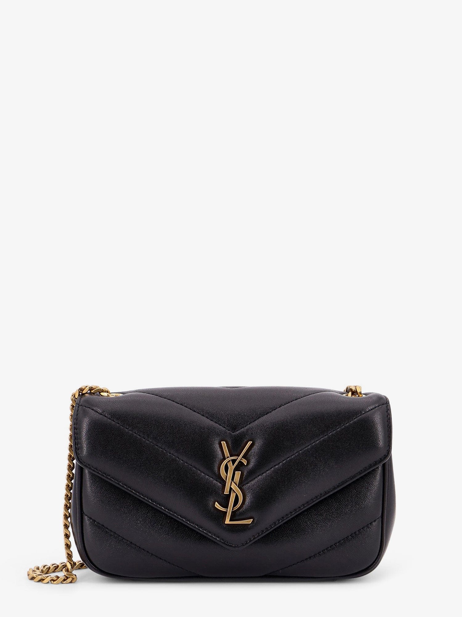 Saint Laurent Women Loulou Mini Leather Crosbody Bag With Chevron Stitching