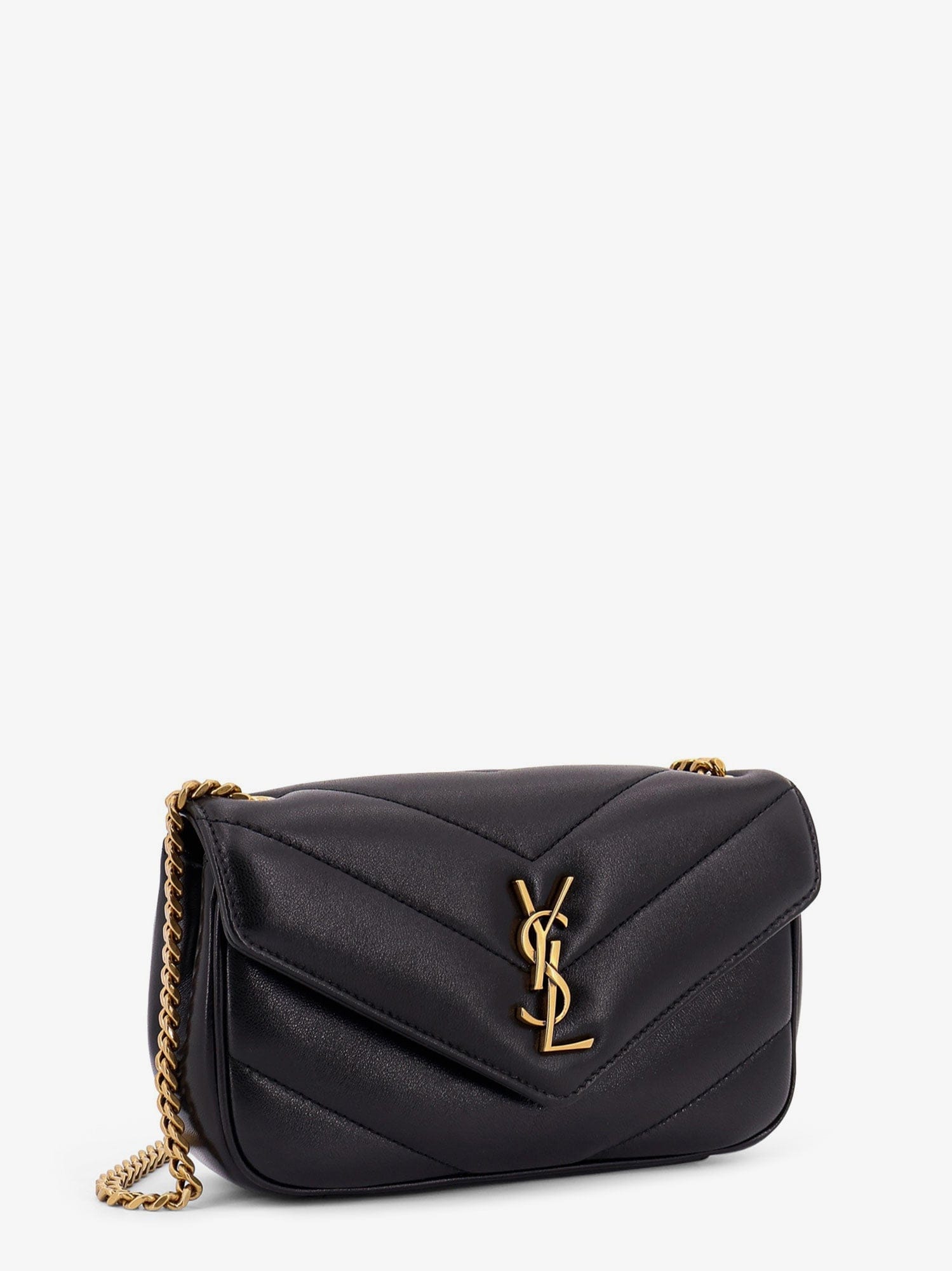 Saint Laurent Women Loulou Mini Leather Crosbody Bag With Chevron Stitching