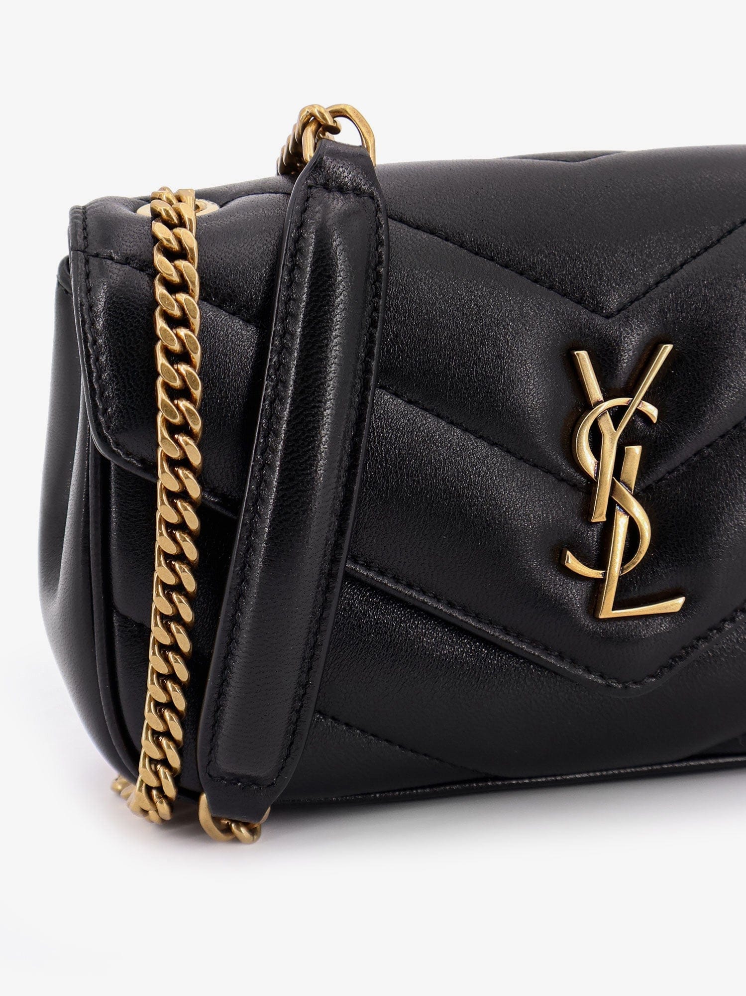 Saint Laurent Women Loulou Mini Leather Crosbody Bag With Chevron Stitching