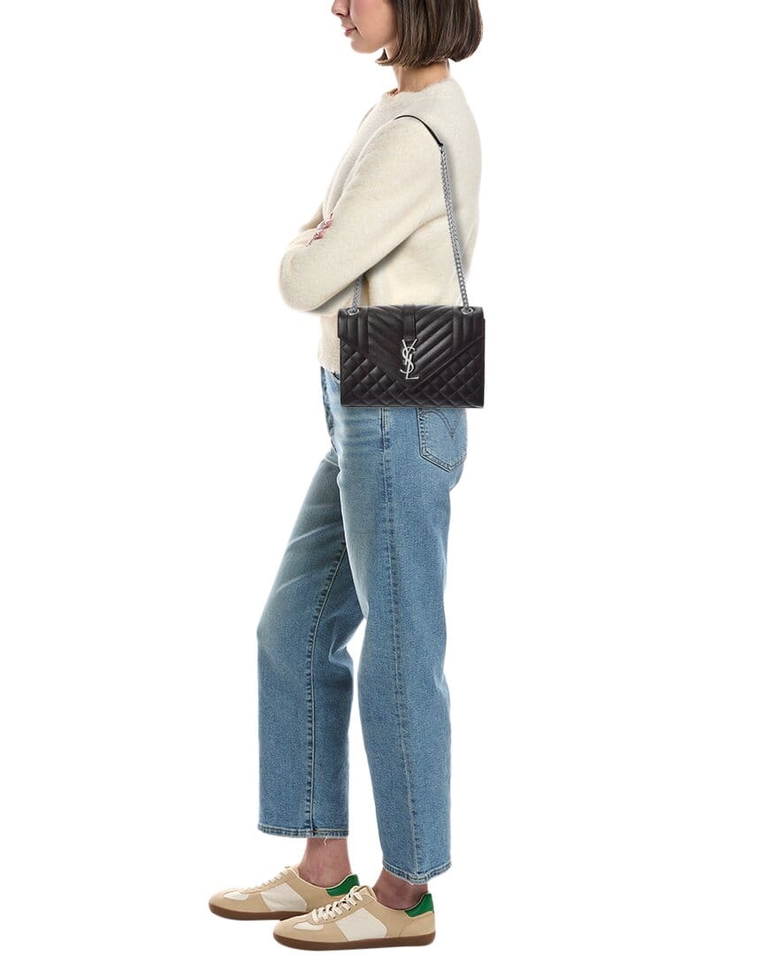 Saint Laurent Envelope Medium Leather Shoulder Bag