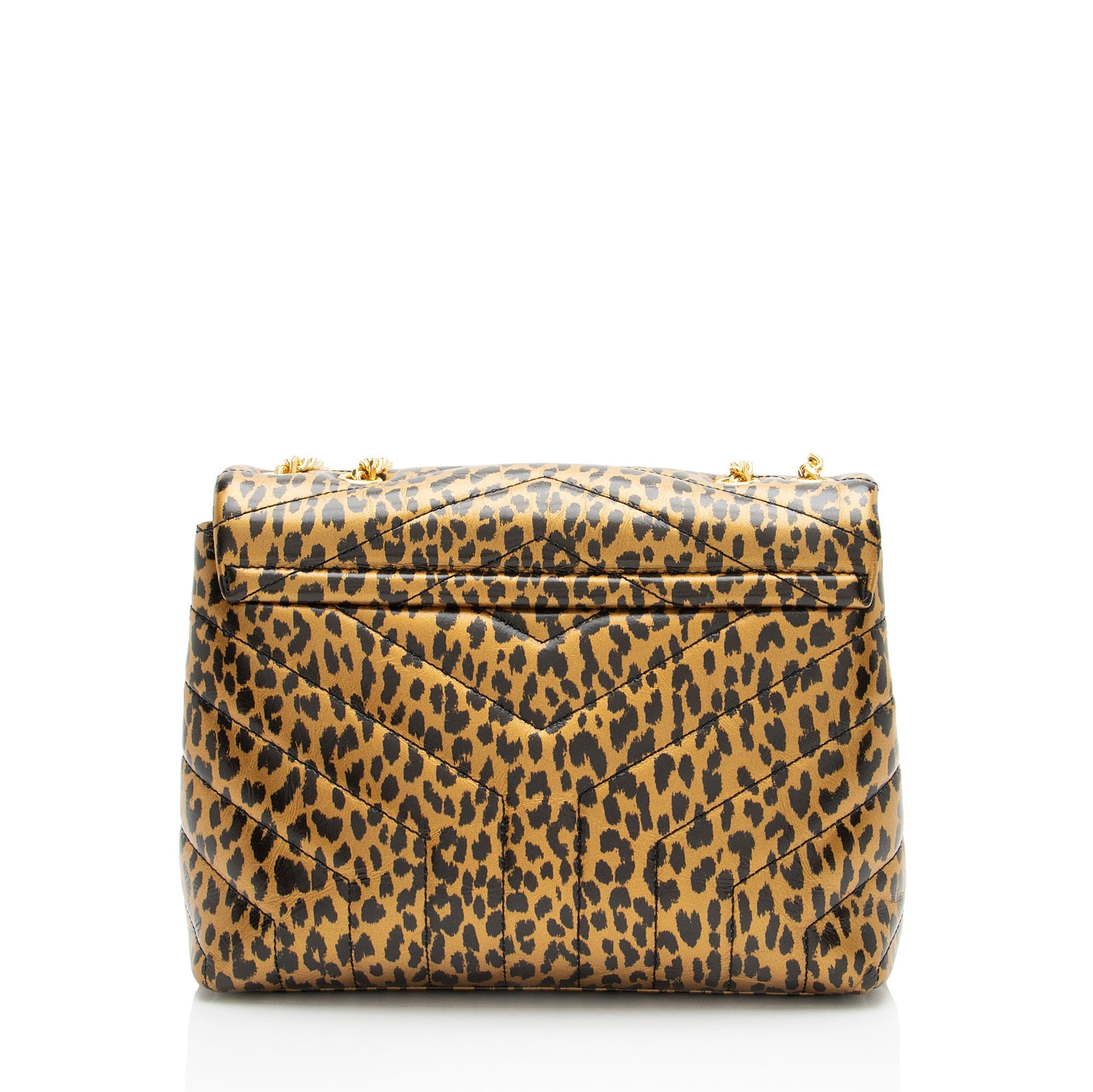 Saint Laurent Leopard Matelasse Calfskin Monogram LouLou Chain Small Shoulder