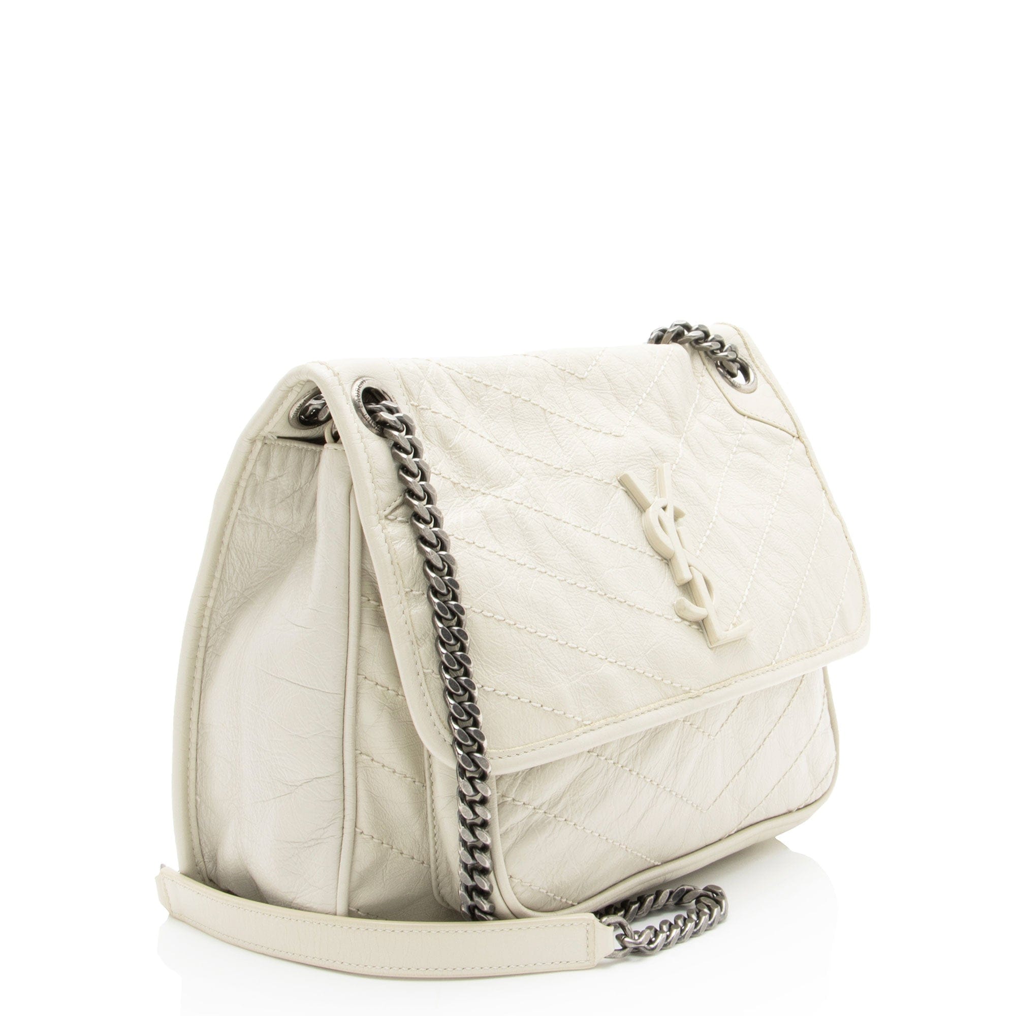 Saint Laurent Crinkled Calfskin Monogram Niki Medium Shoulder Bag