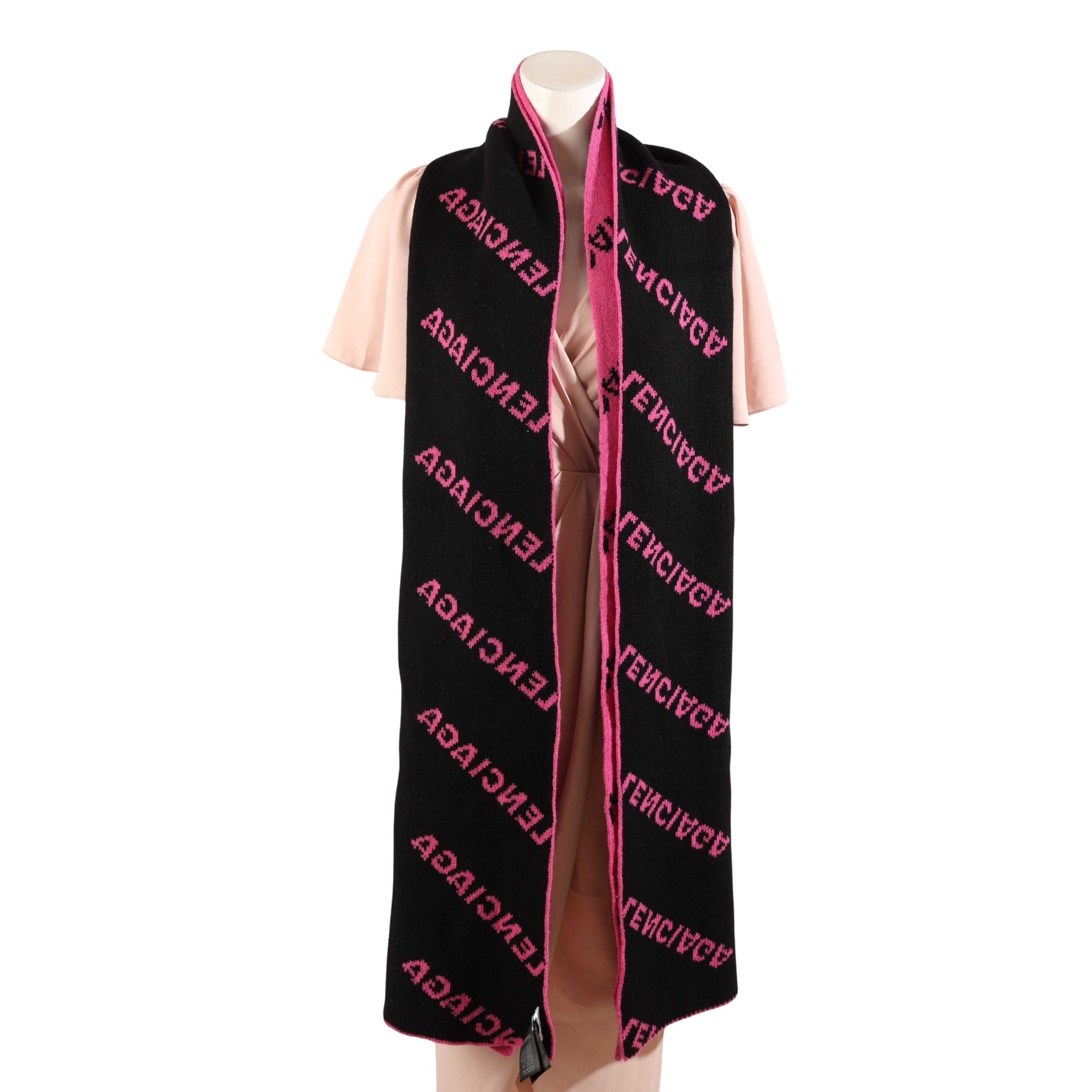 Balenciaga Allover Logo Reversible Knit Scarf