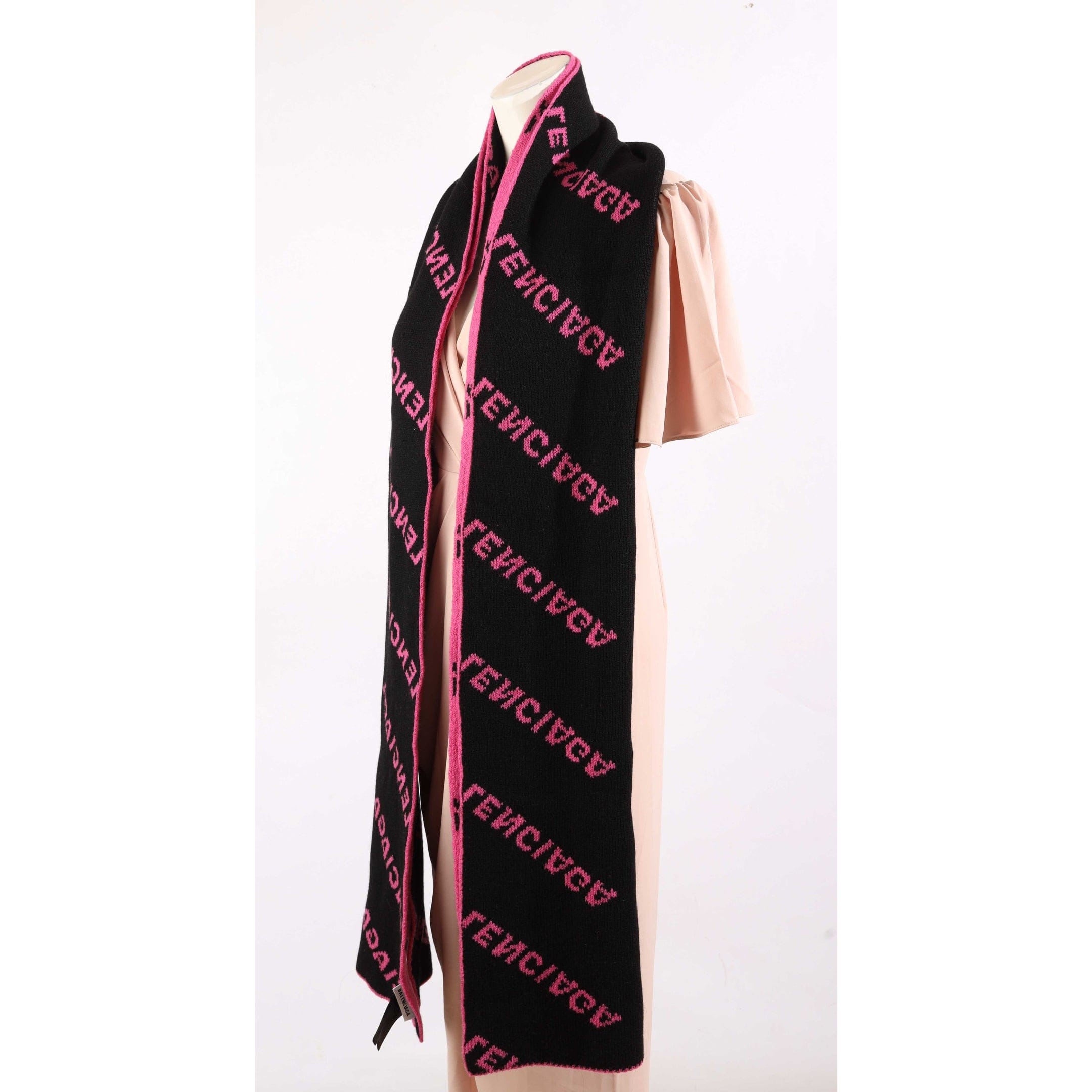 Balenciaga Allover Logo Reversible Knit Scarf