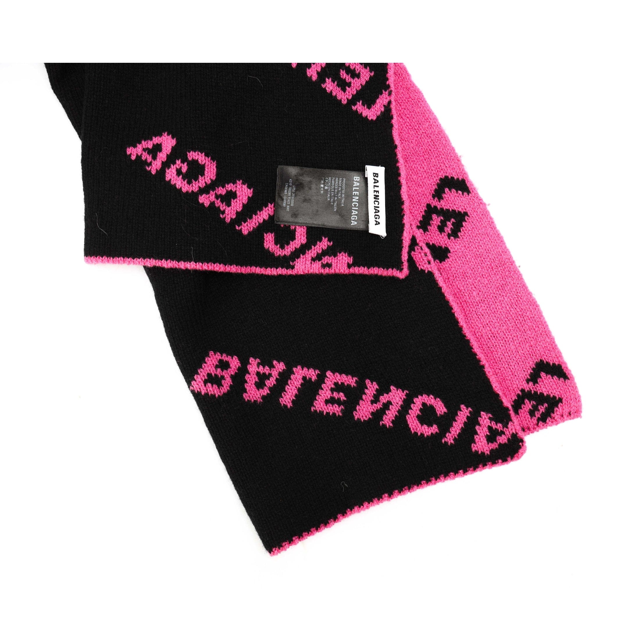 Balenciaga Allover Logo Reversible Knit Scarf