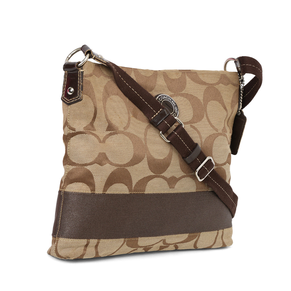 Coach Beige/Brown Monogram Signature Messenger Bag One Size