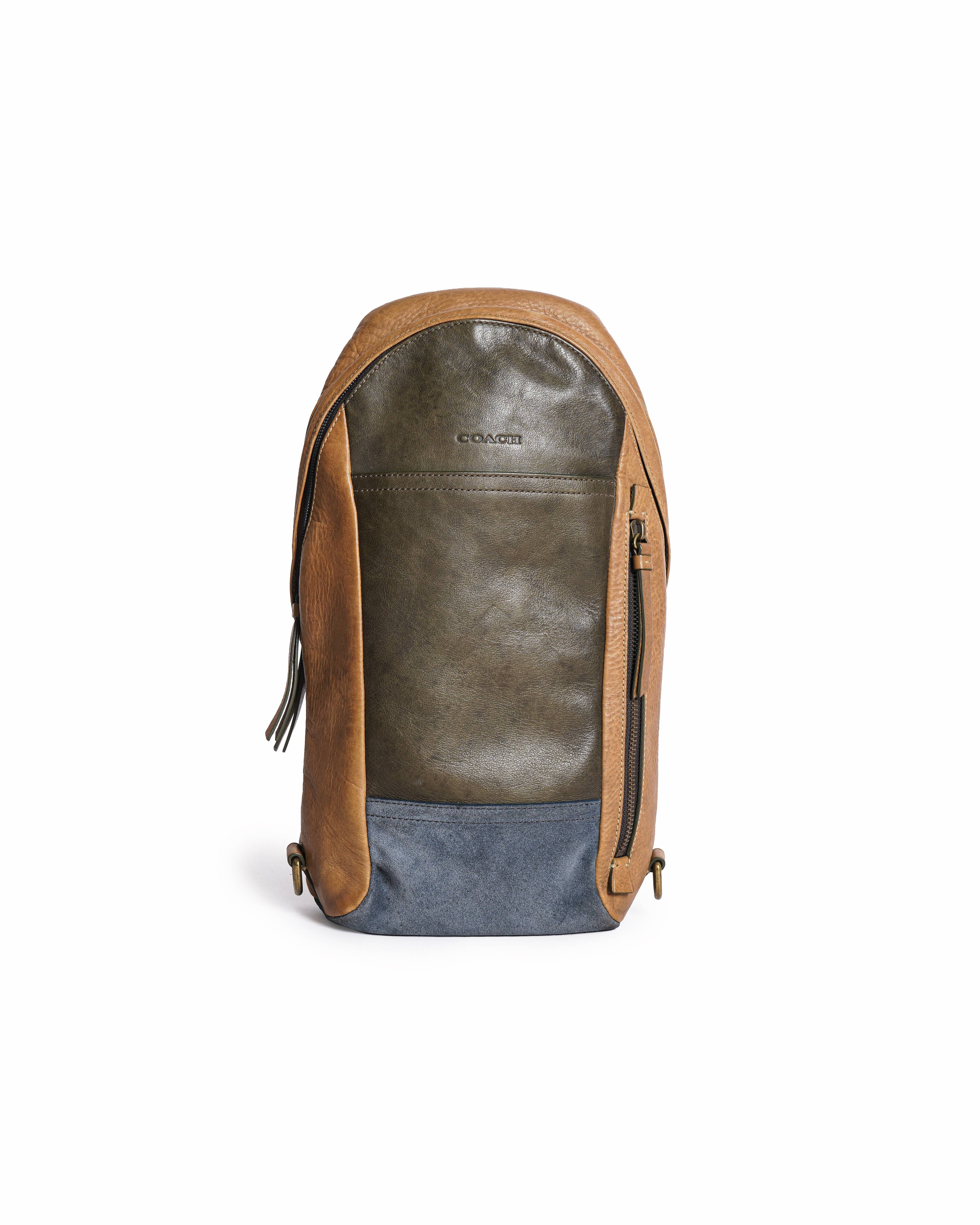 Coach Tri - Colour Leather and Suede Thompson Sling Backpack