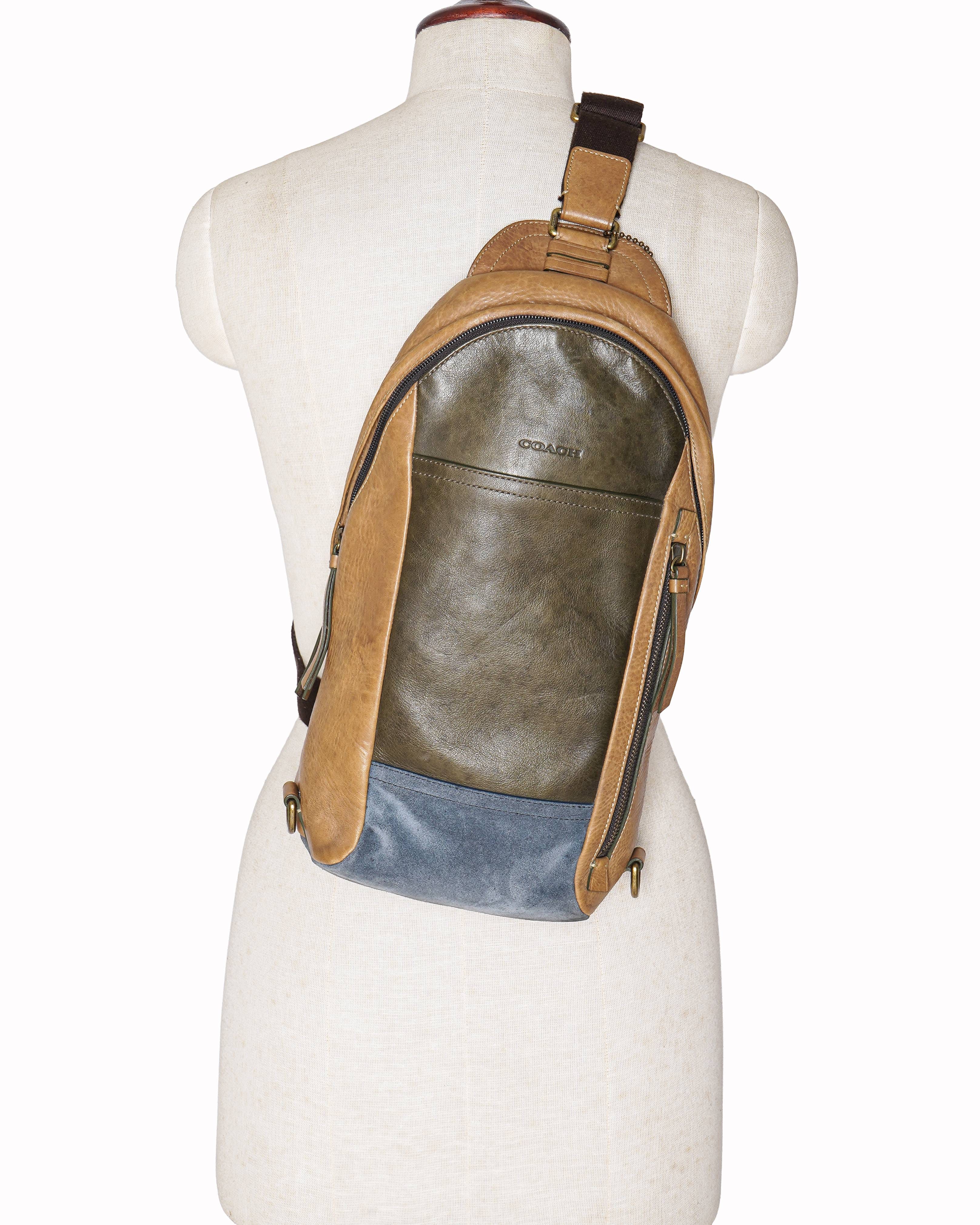 Coach Tri - Colour Leather and Suede Thompson Sling Backpack