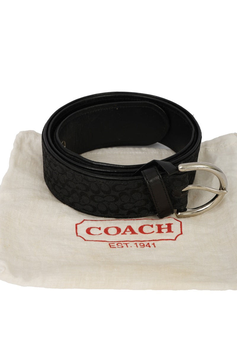 Coach 85 cm / 34 Inches Black Monogram Belt