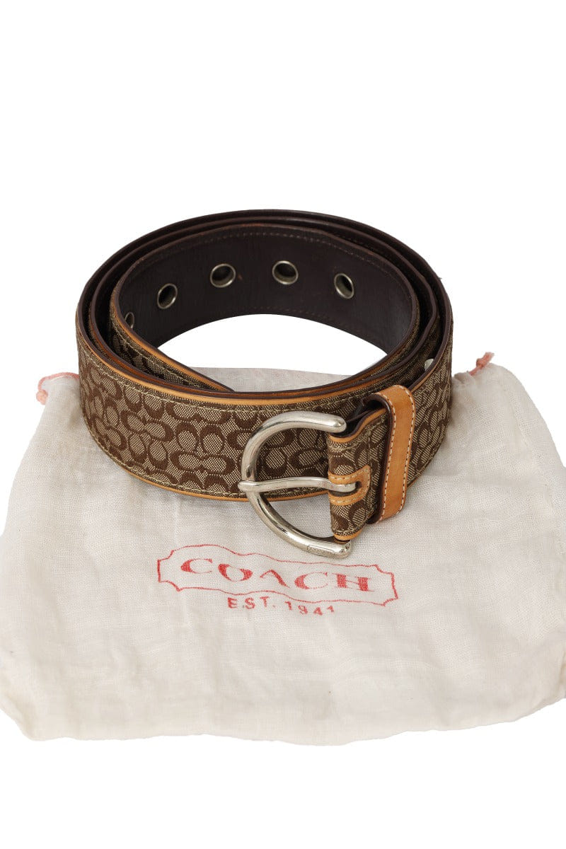 Coach Size - L ( 95 cm/ 38 Inch) Signature Logo Canvas Belt