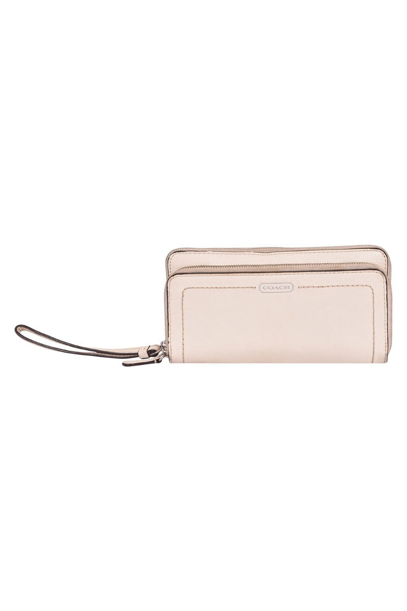 Coach Double Zip Off - White Accordion Wallet
