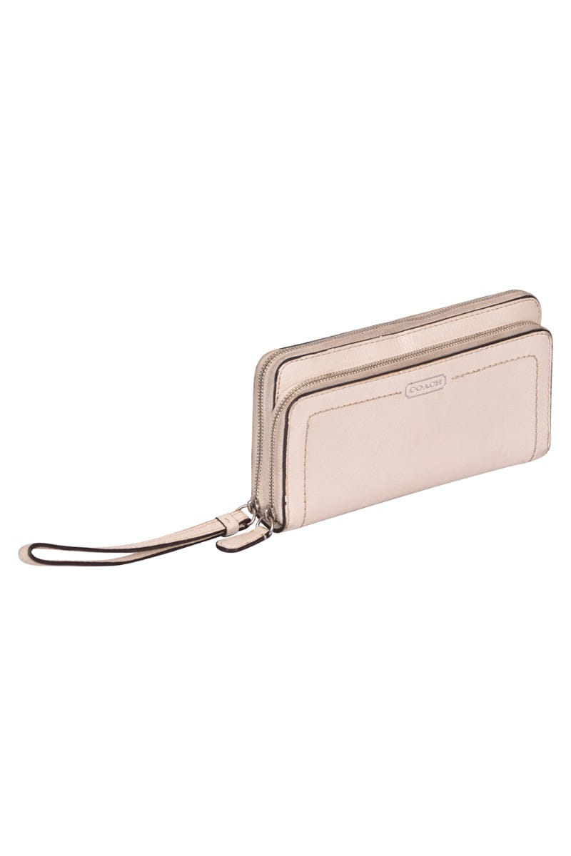 Coach Double Zip Off - White Accordion Wallet