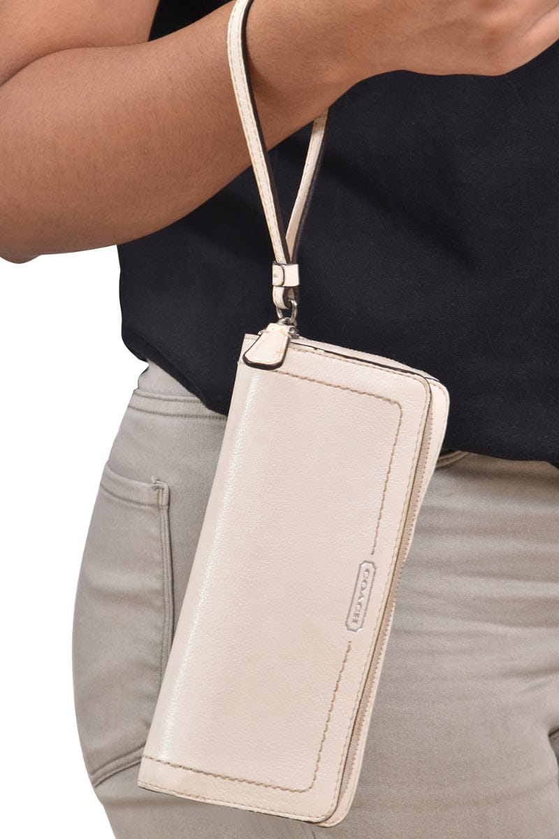 Coach Double Zip Off - White Accordion Wallet