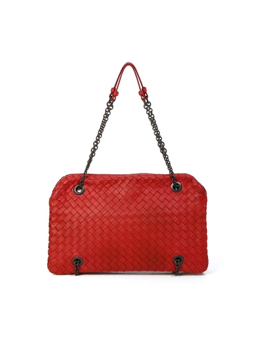 Bottega Veneta Red Intrecciato Nappa Leather Duo Shoulder Bag