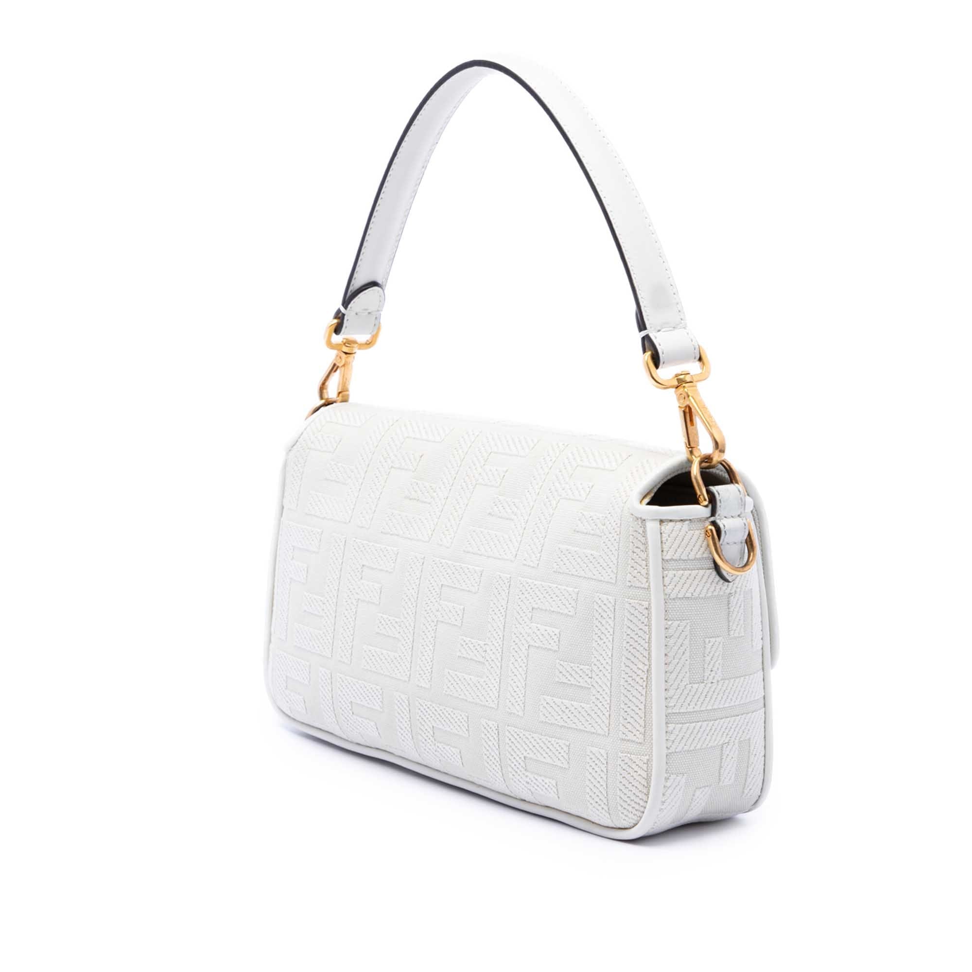 Fendi Zucca Embroidered Canvas Baguette Satchel