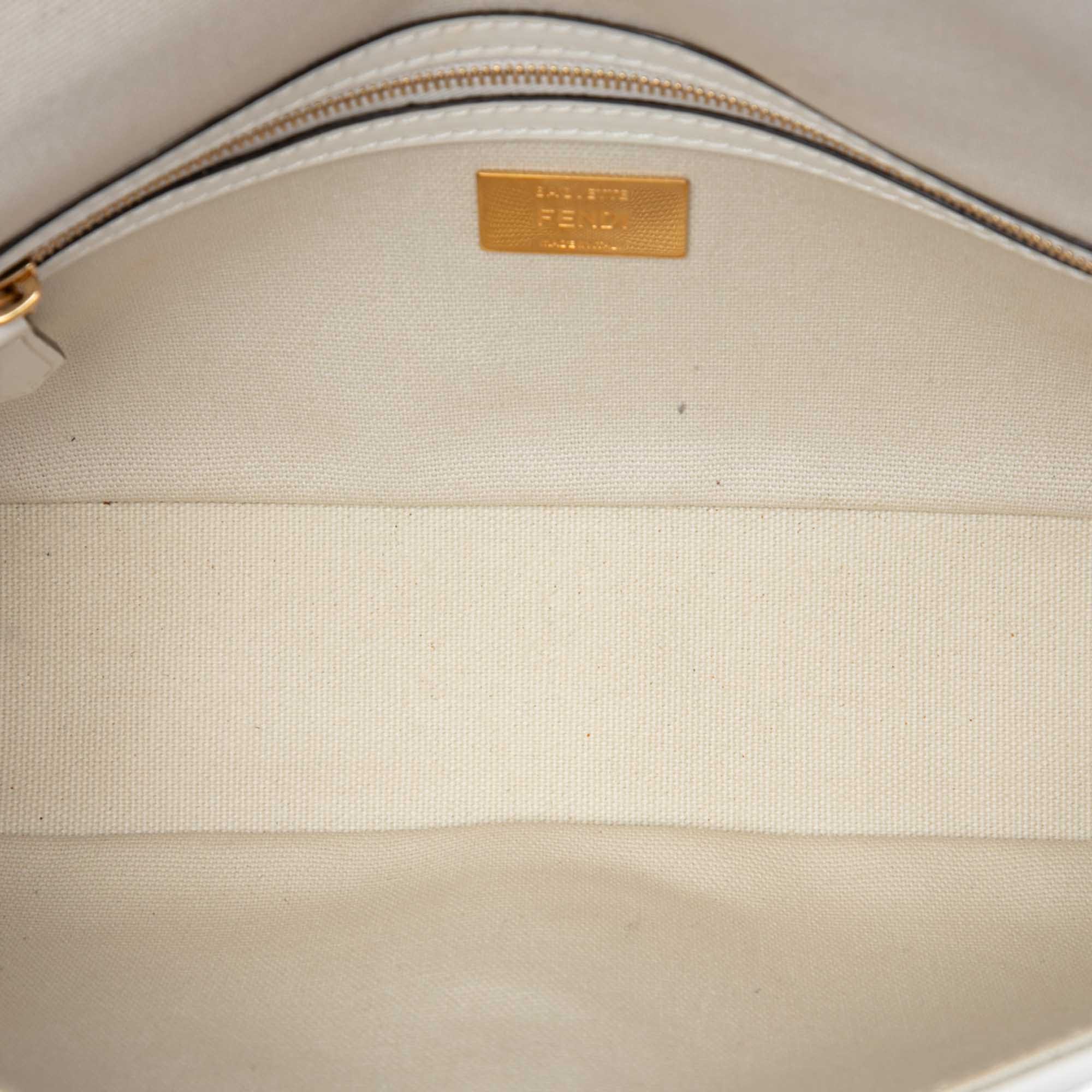 Fendi Zucca Embroidered Canvas Baguette Satchel