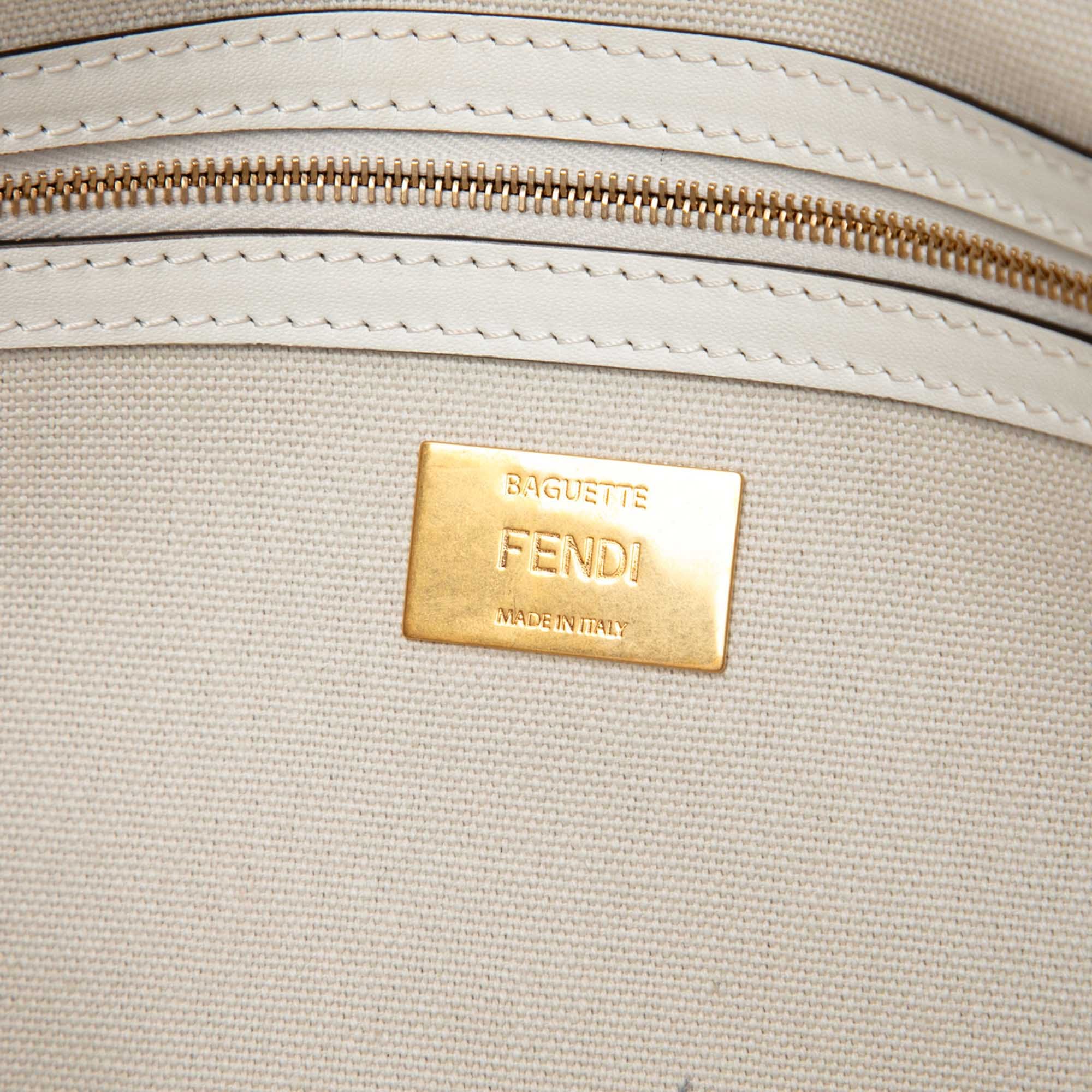 Fendi Zucca Embroidered Canvas Baguette Satchel