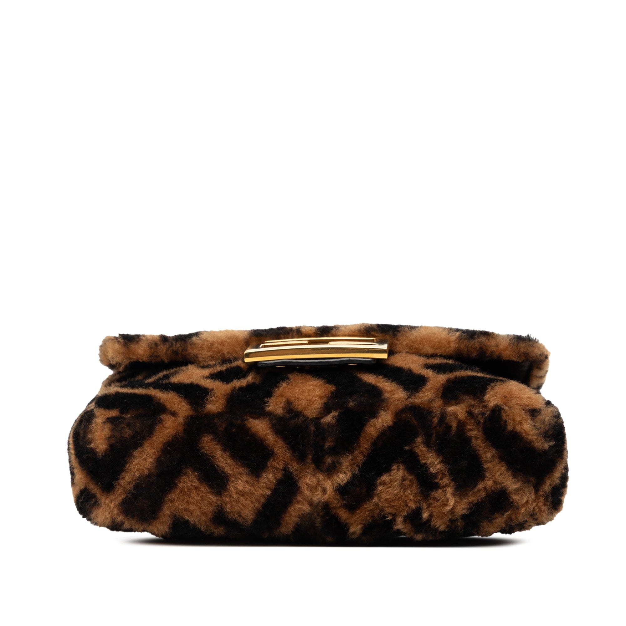 Fendi Mini Zucca Shearling Chain Baguette Satchel