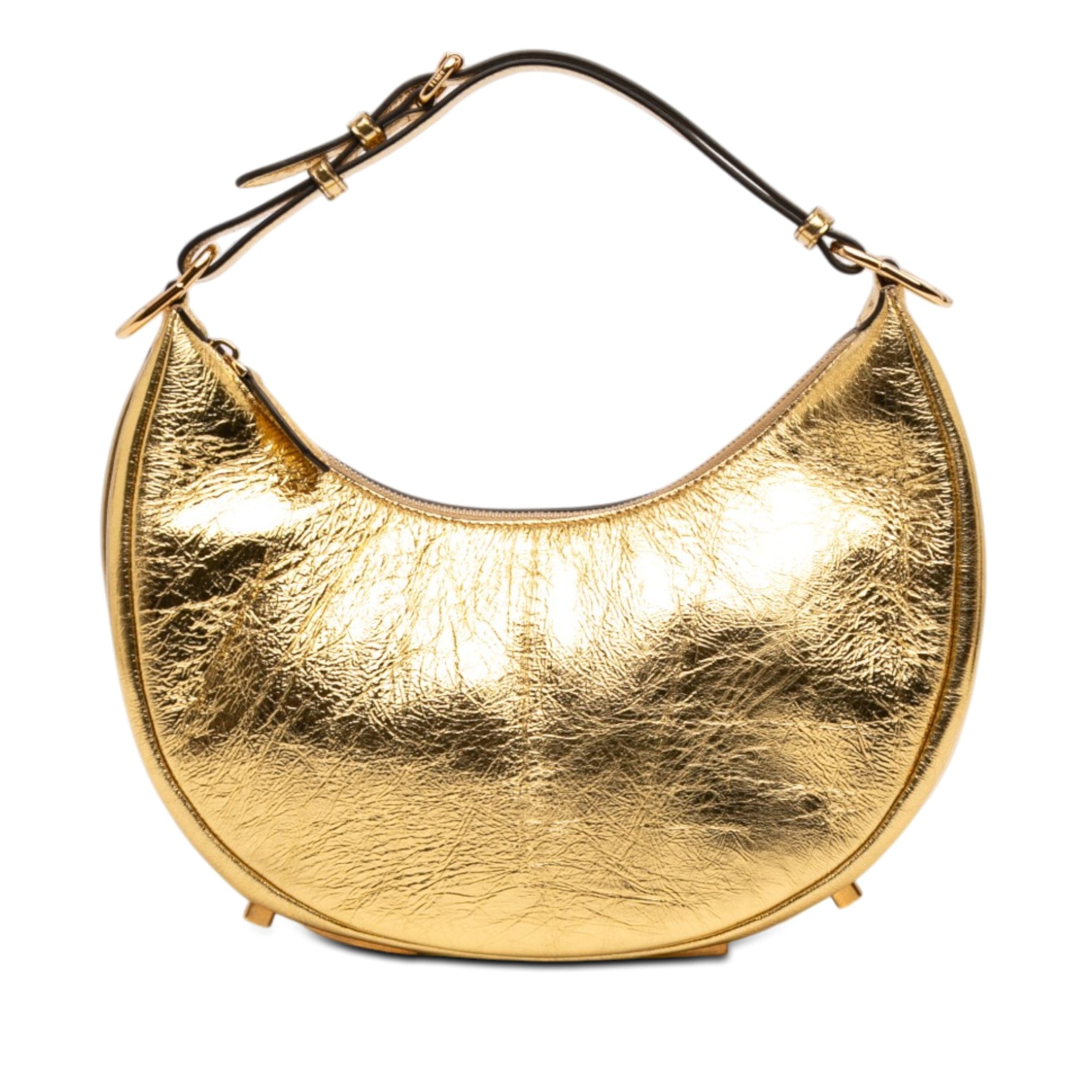 Fendi Small Metallic Leather Fendigraphy Hobo