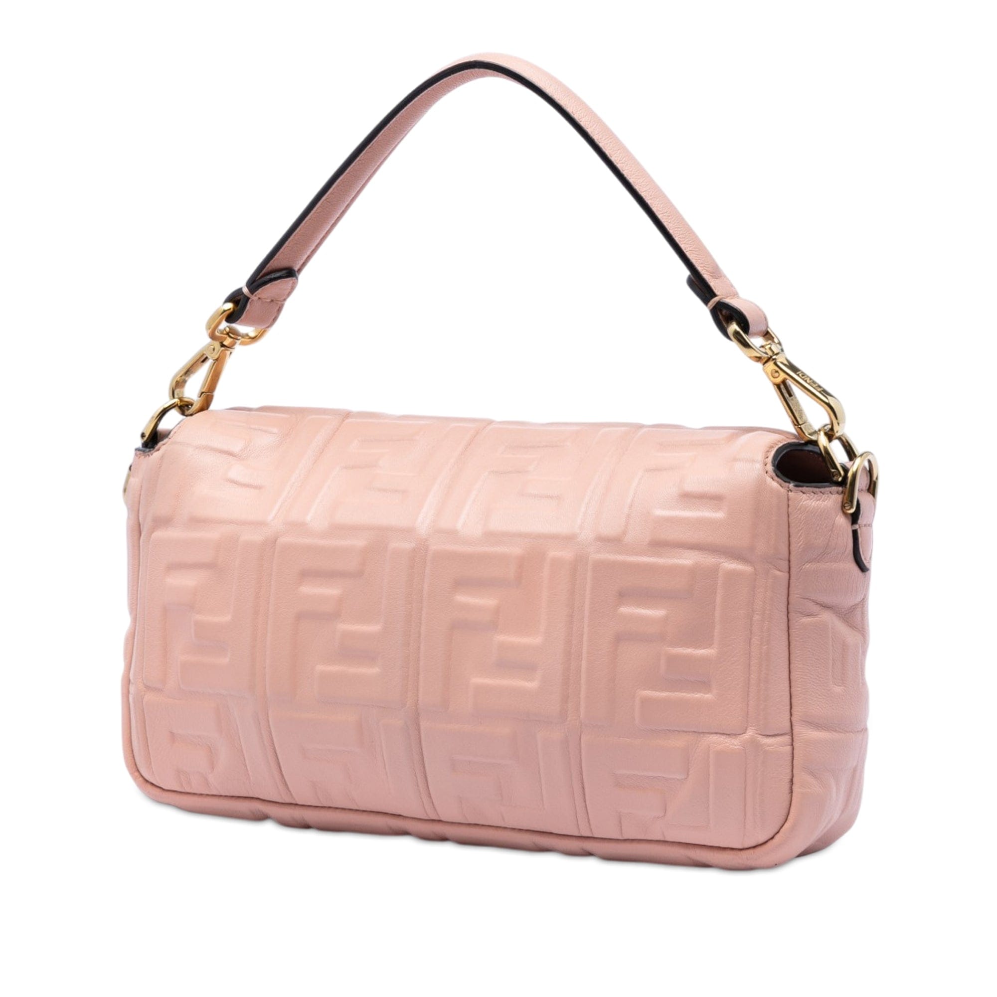 Fendi Zucca Embossed Leather Baguette Satchel