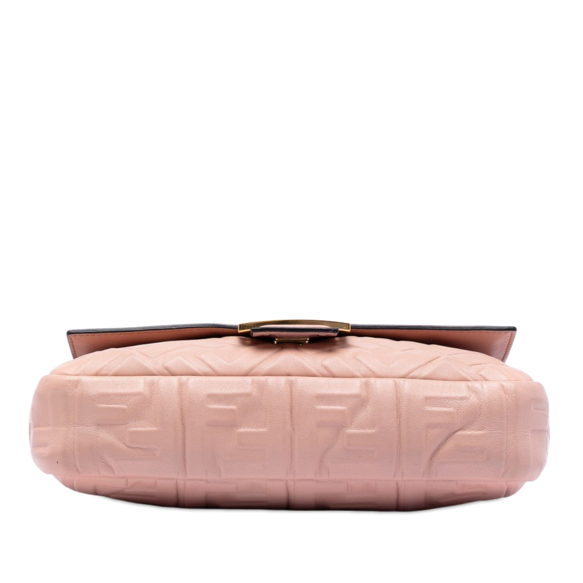 Fendi Zucca Embossed Leather Baguette Satchel