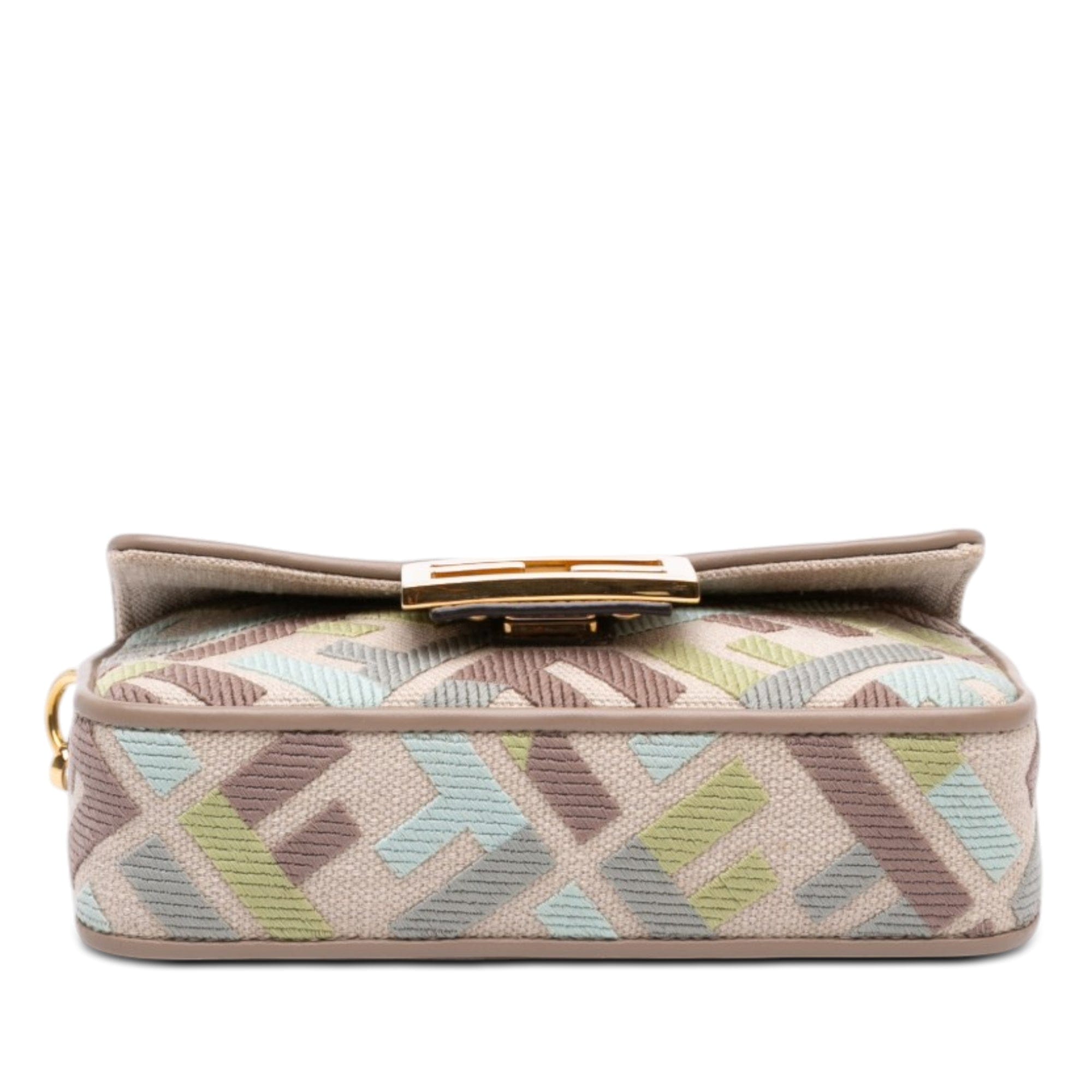 Fendi Mini Zucca Embroidered Canvas Baguette Satchel