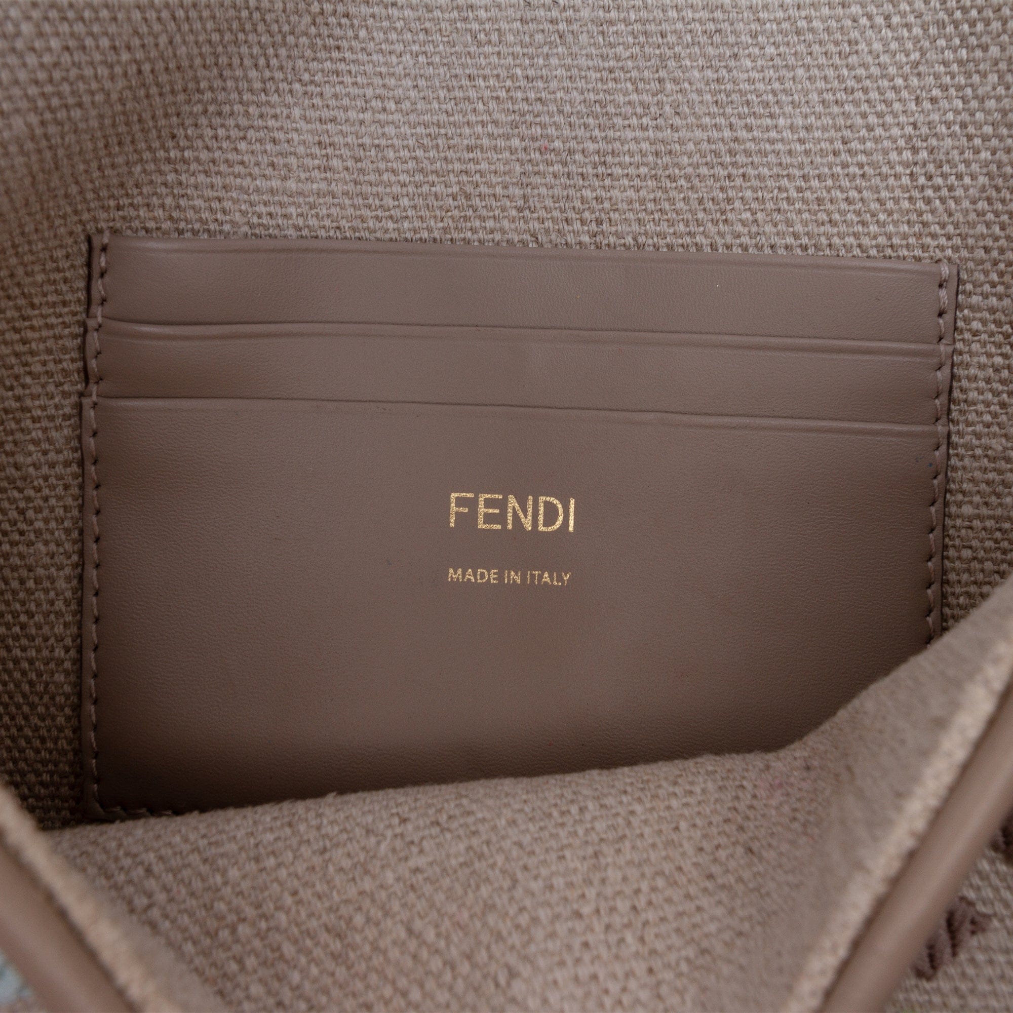 Fendi Mini Zucca Embroidered Canvas Baguette Satchel