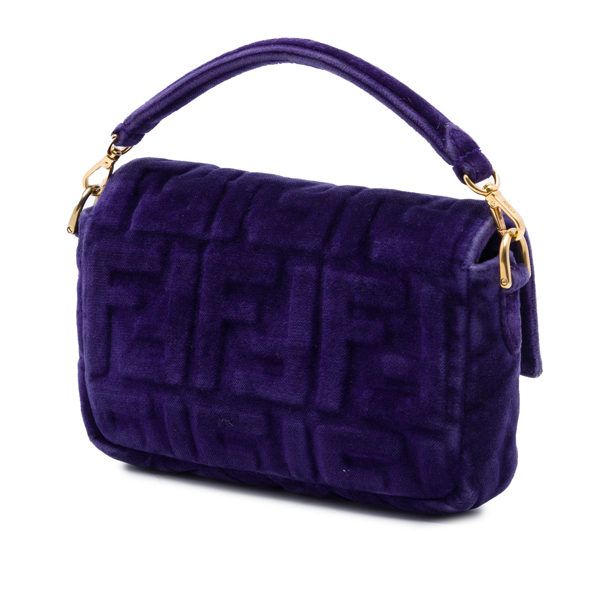 Fendi Mini Zucca Embossed Velvet Baguette Satchel