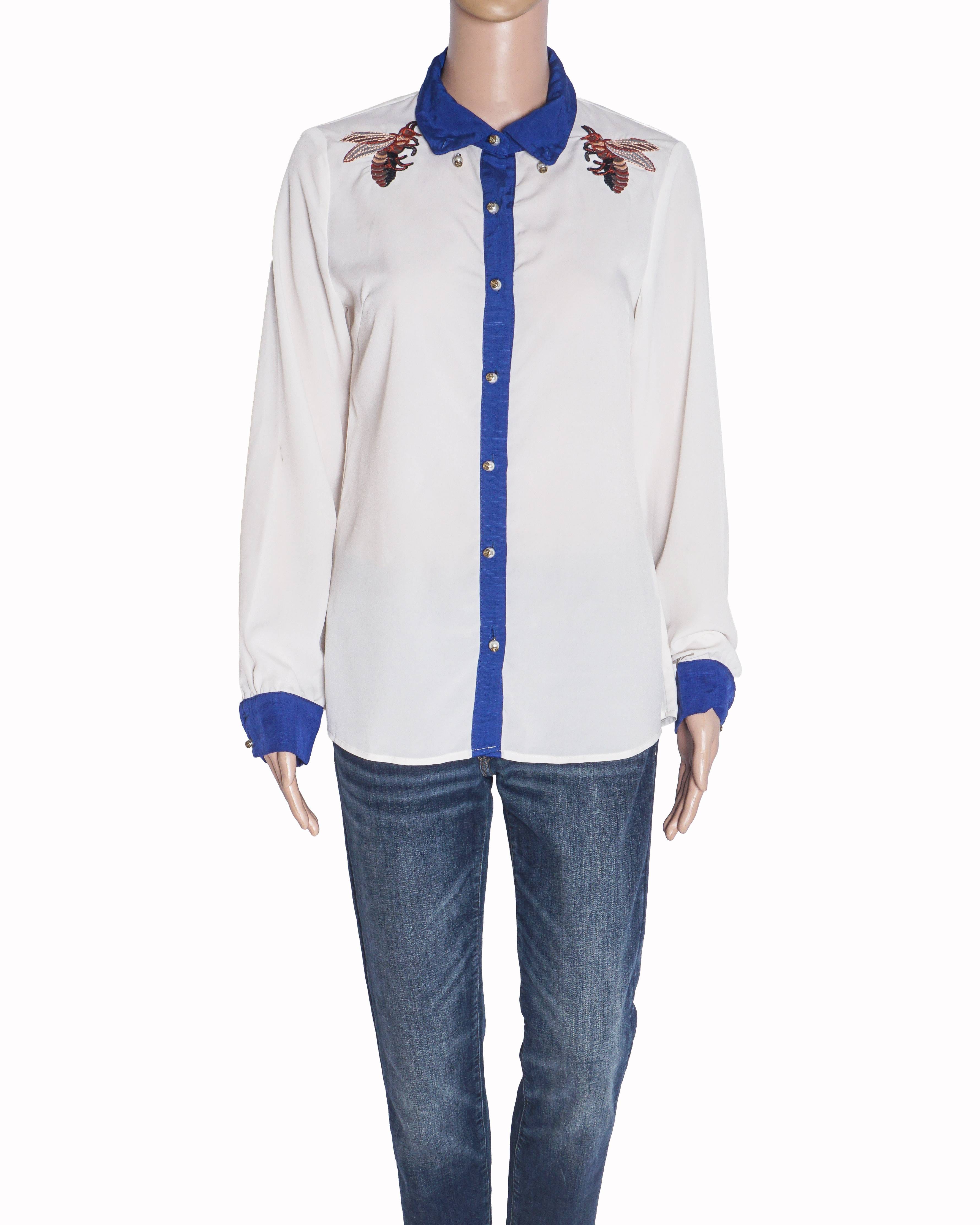Gucci Cream Bee Embroidered Shirt