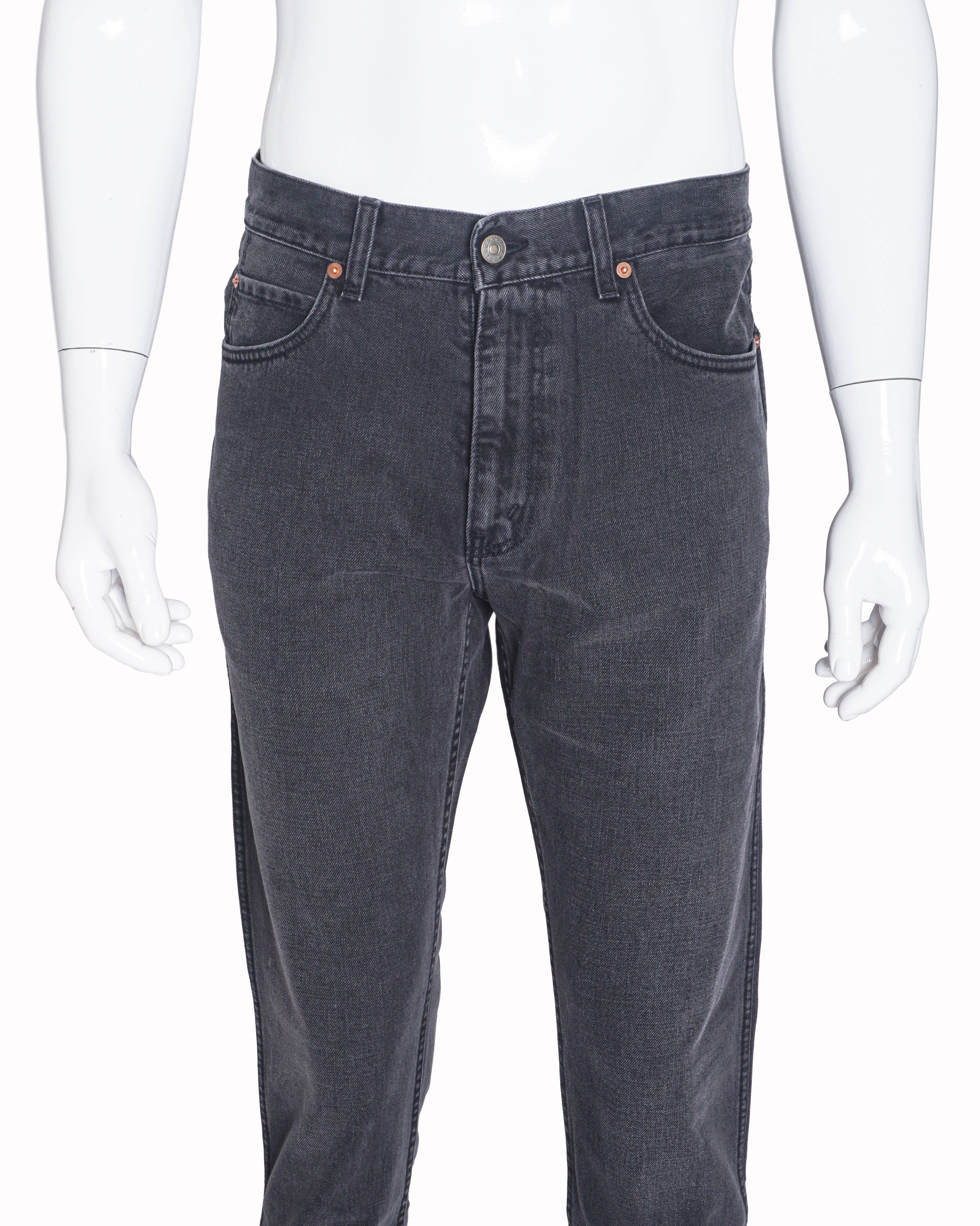 Gucci Men's Charcoal Grey Eye Patch Slim Jeans