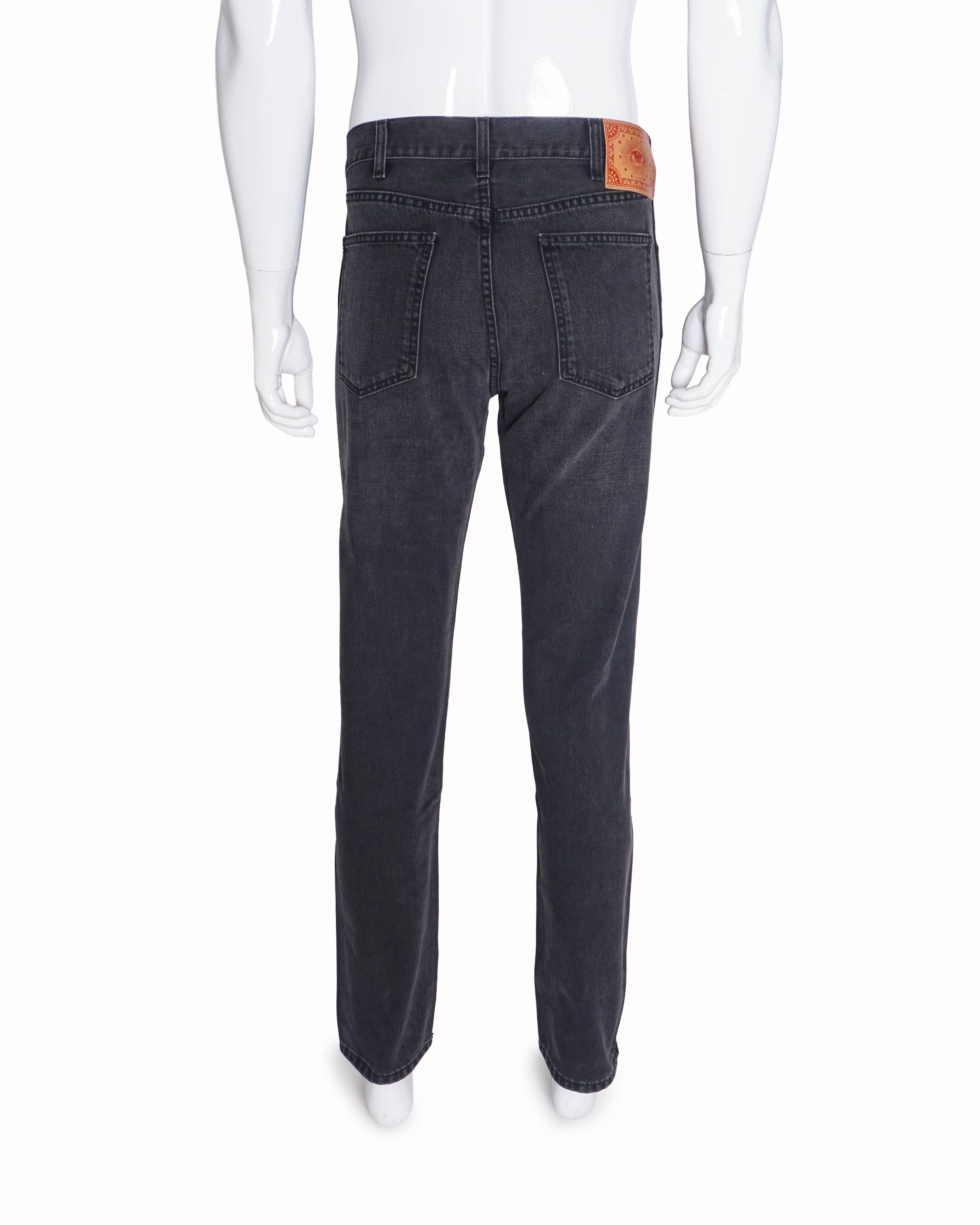 Gucci Men's Charcoal Grey Eye Patch Slim Jeans