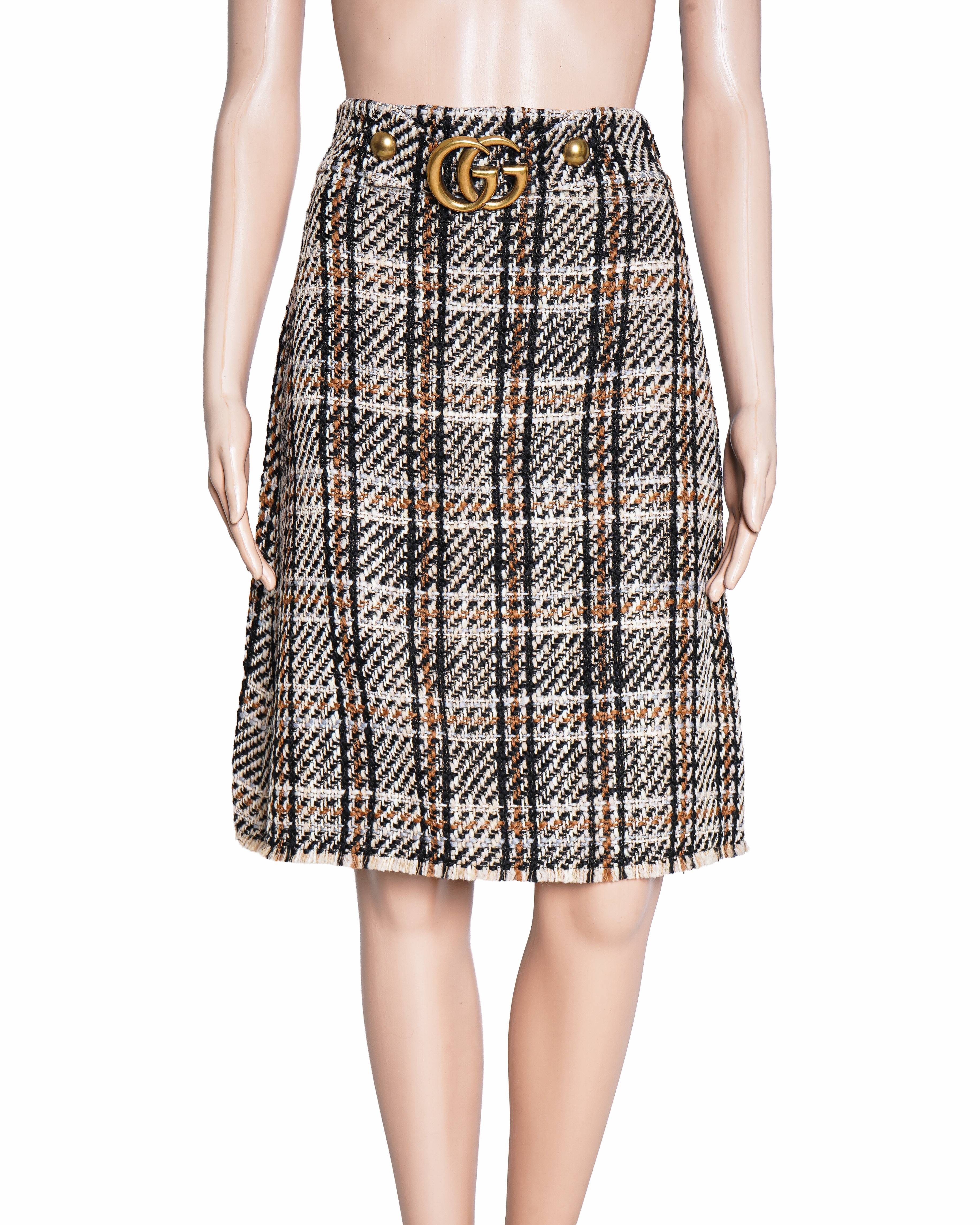 Gucci GG Marmont Check Tweed Mini Skirt