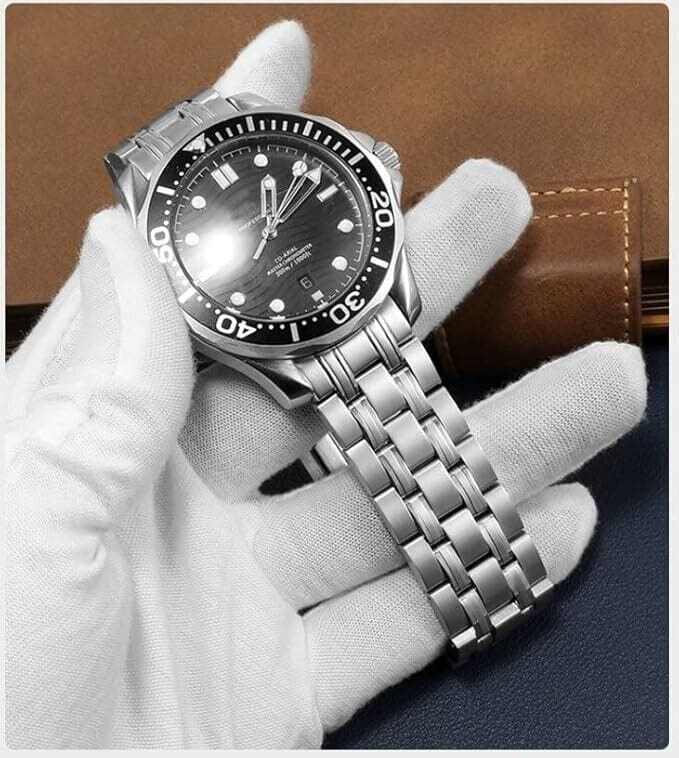 Omega 20 mm Stainless Steel Omega Seamaster Strap Bracelet Silver Watch Band - 9 Beads