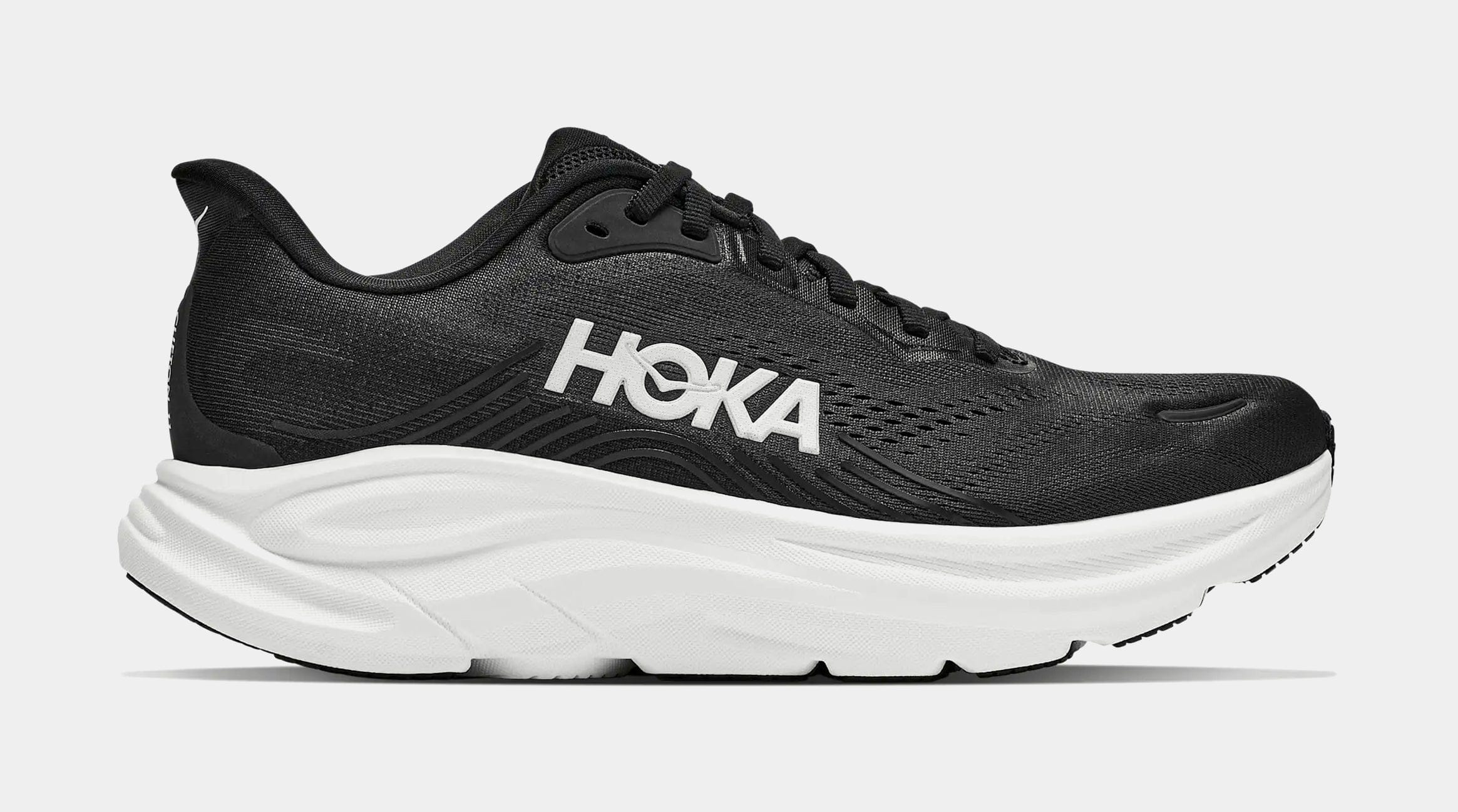 Hoka Clifton 11 Womens Running Shoes (Black/White/Grey)