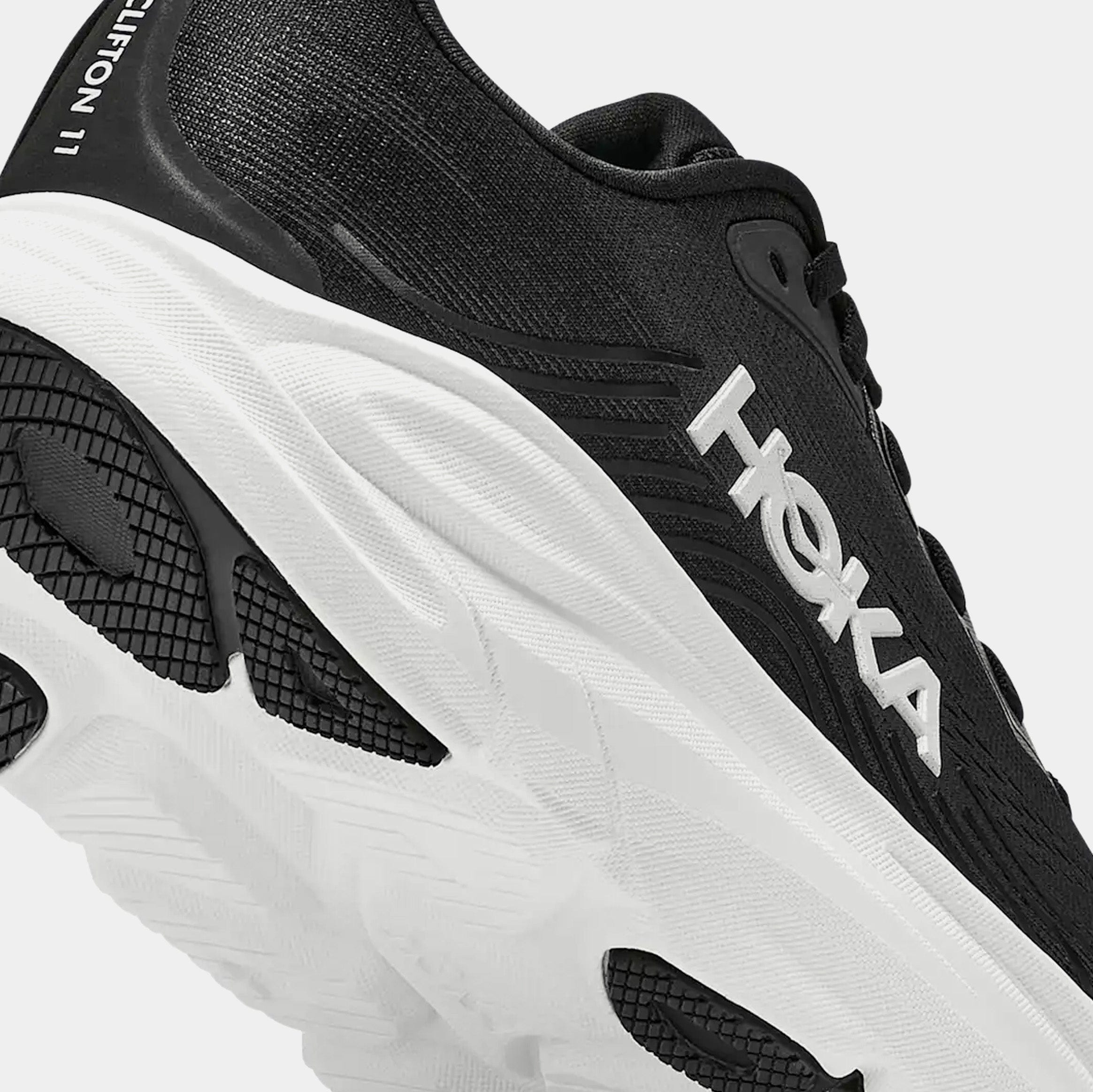 Hoka Clifton 11 Womens Running Shoes (Black/White/Grey)